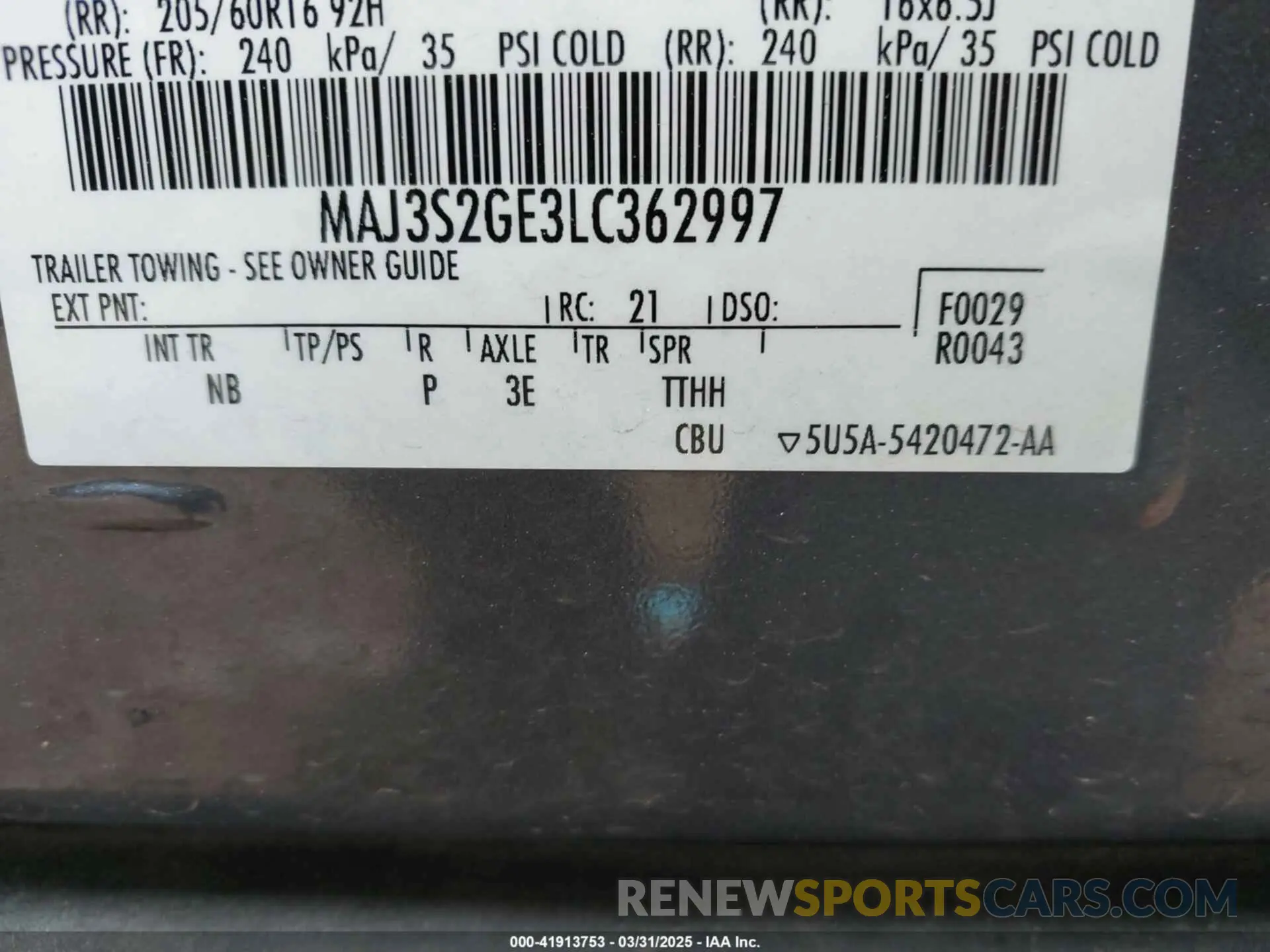 9 fotografías del automóvil dañado MAJ3S2GE3LC362997 FORD ECOSPORT 2020
