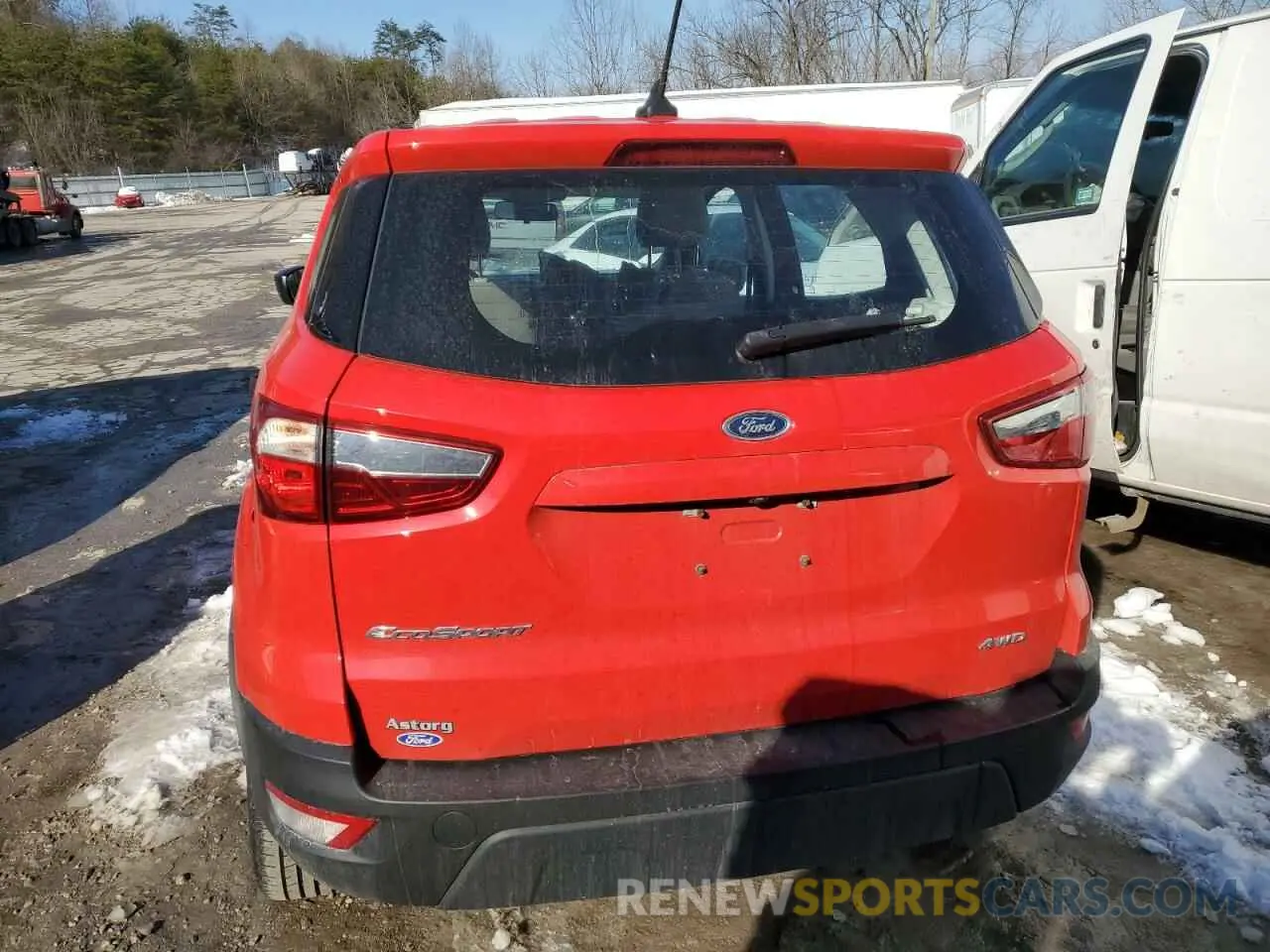 6 fotografías del automóvil dañado MAJ6S3FL6LC386360 FORD ECOSPORT 2020