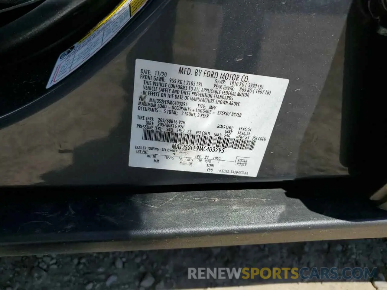 14 fotografías del automóvil dañado MAJ3S2FE9MC403295 FORD ECOSPORT 2021