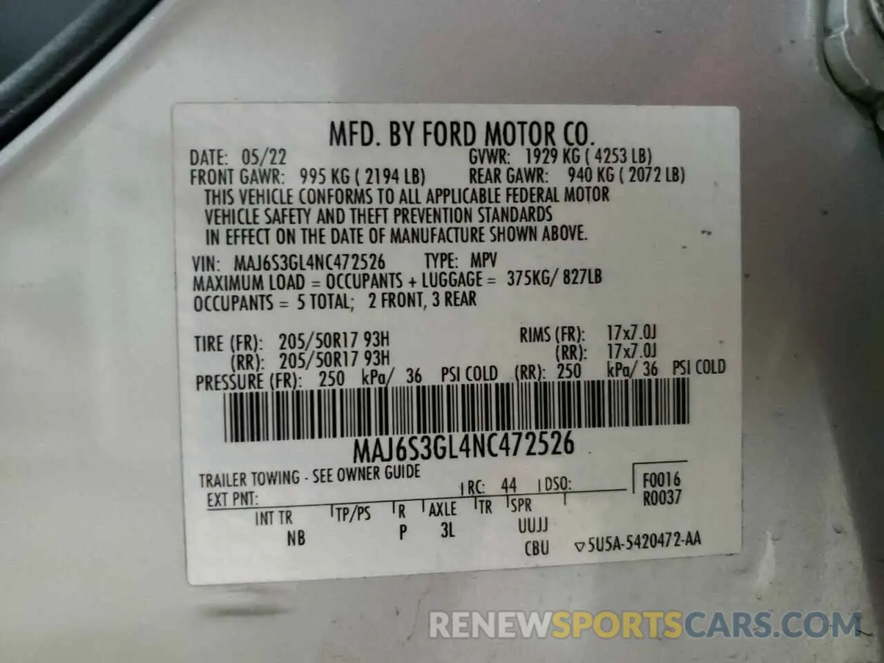 13 fotografías del automóvil dañado MAJ6S3GL4NC472526 FORD ECOSPORT 2022