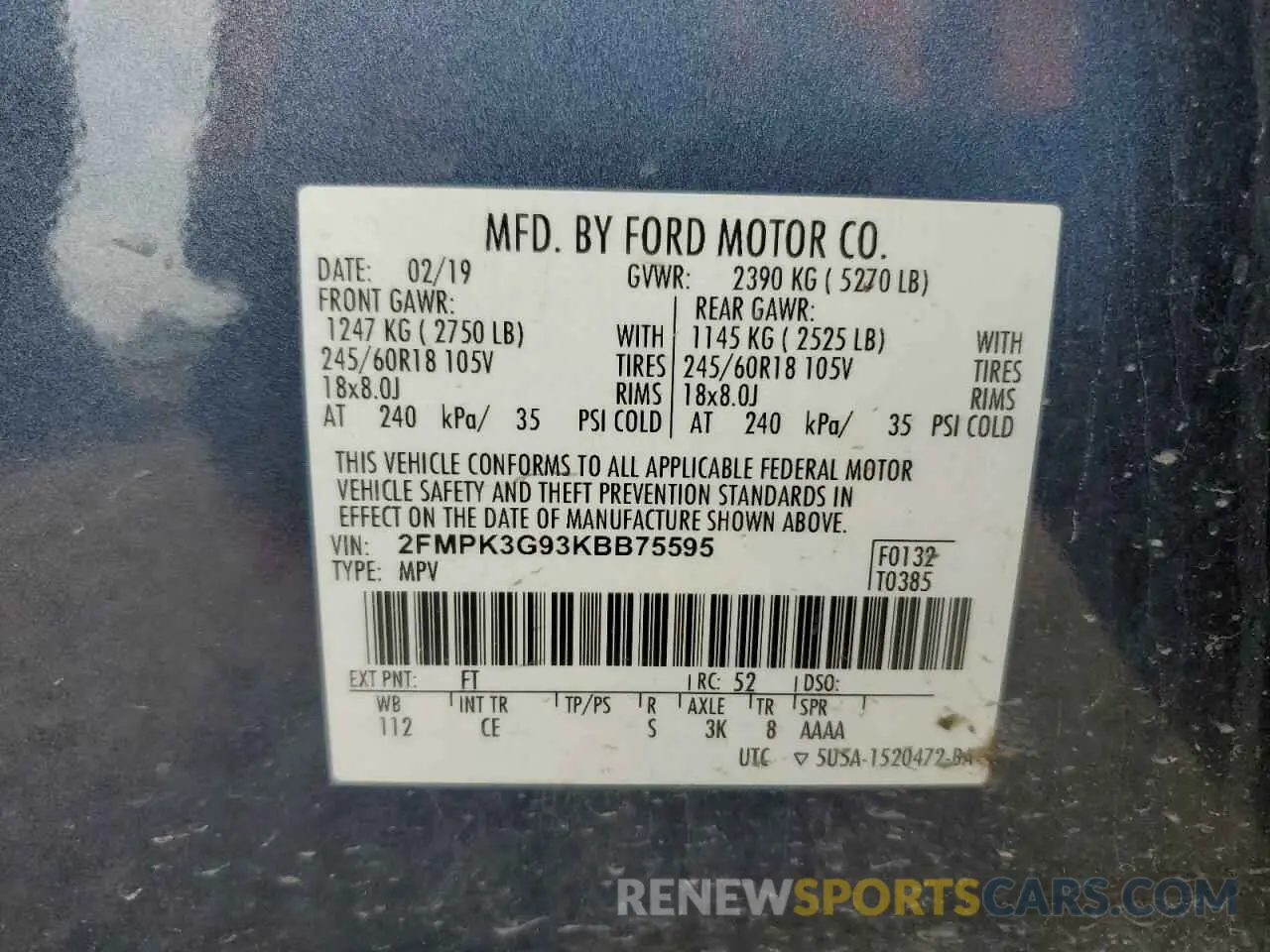 13 fotografías del automóvil dañado 2FMPK3G93KBB75595 FORD EDGE 2019