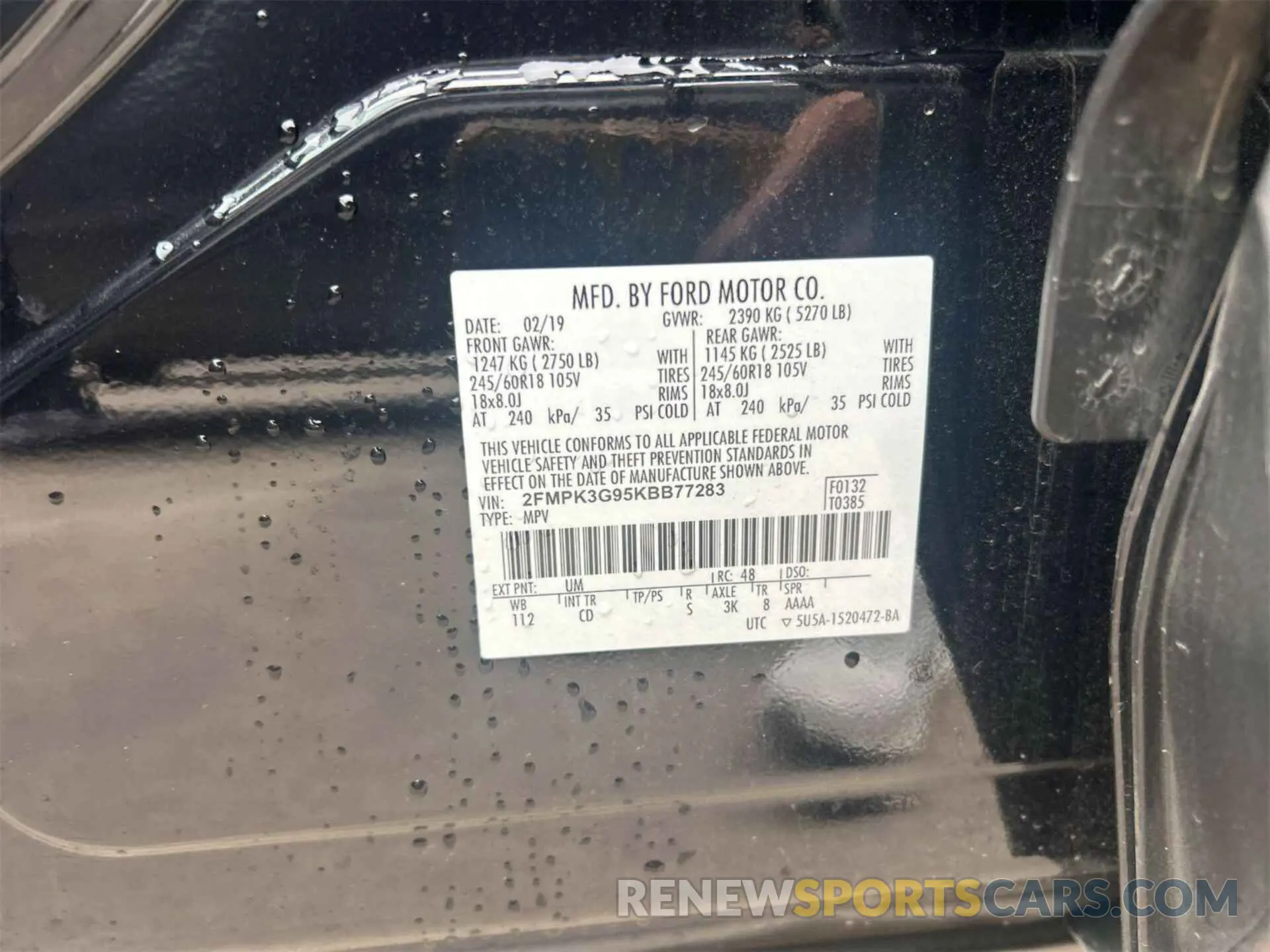 19 fotografías del automóvil dañado 2FMPK3G95KBB77283 FORD EDGE 2019