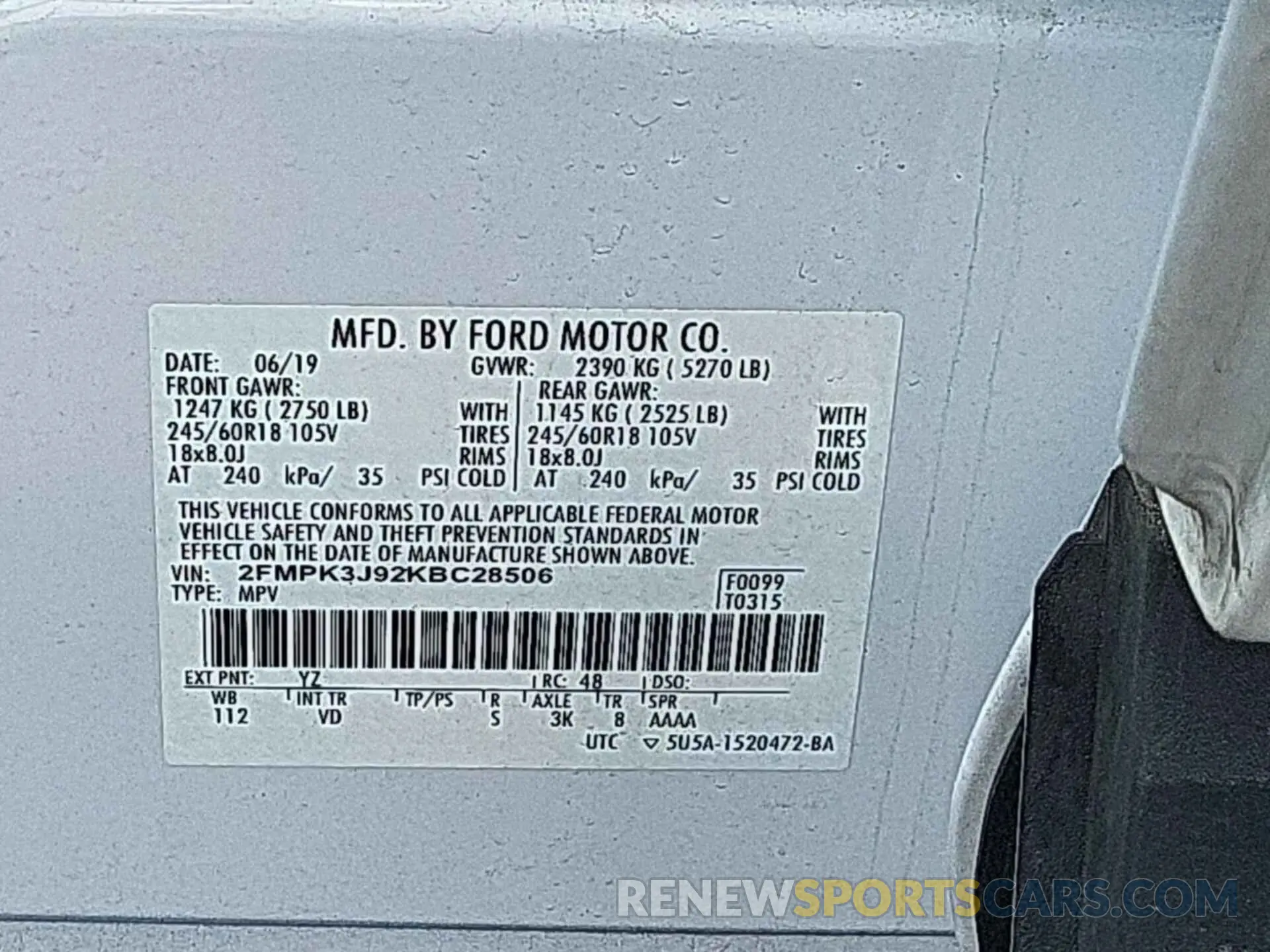 23 fotografías del automóvil dañado 2FMPK3J92KBC28506 FORD EDGE 2019