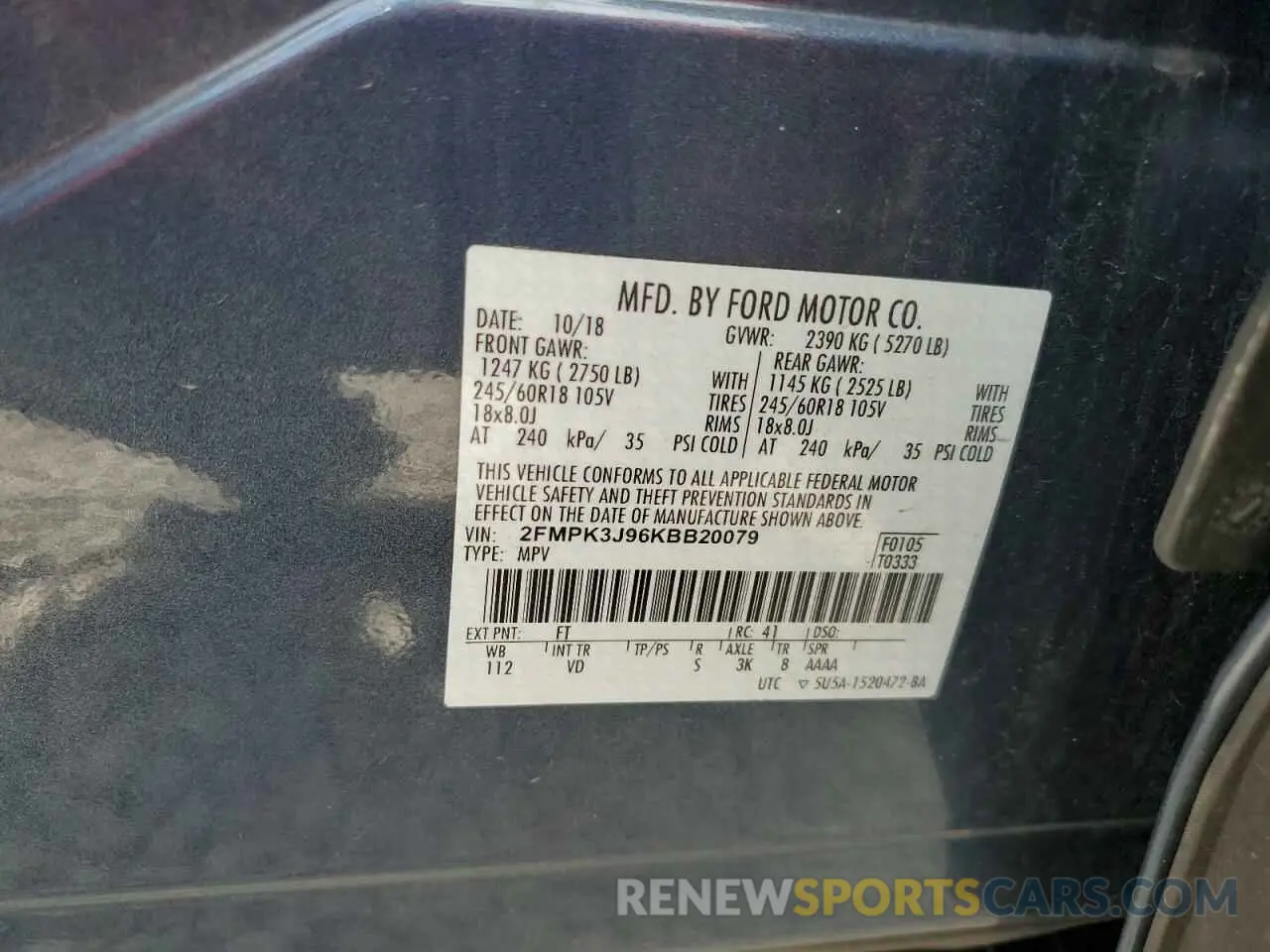 14 fotografías del automóvil dañado 2FMPK3J96KBB20079 FORD EDGE 2019