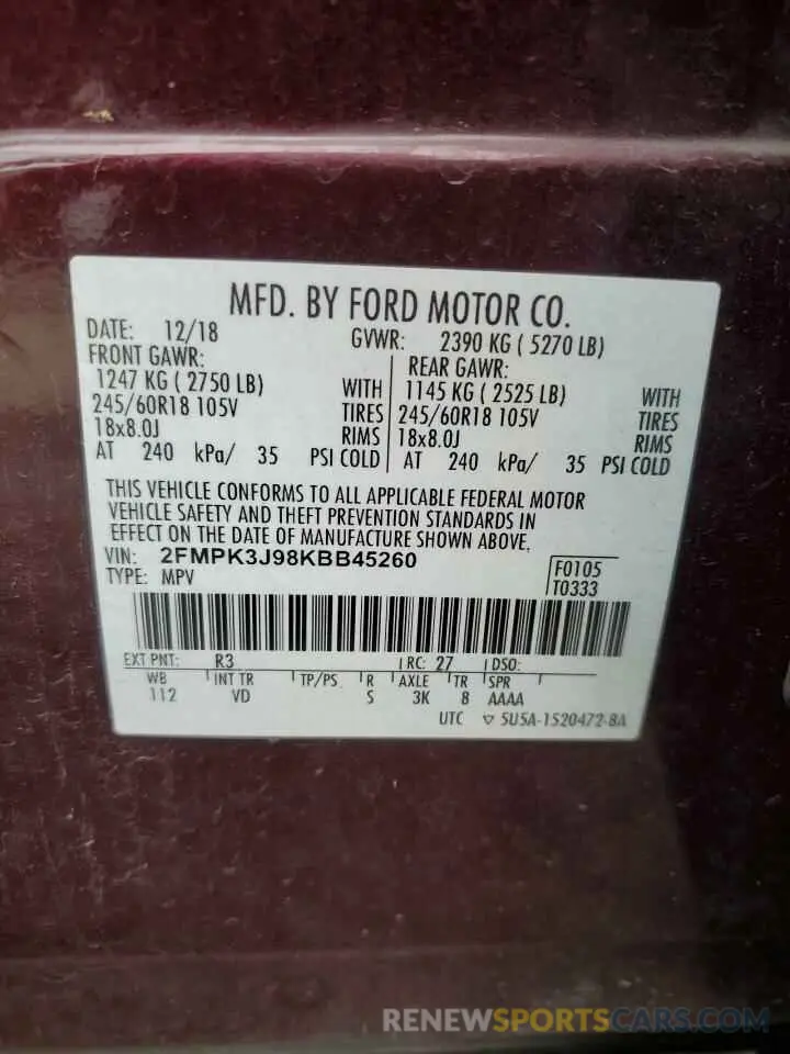 16 fotografías del automóvil dañado 2FMPK3J98KBB45260 FORD EDGE 2019