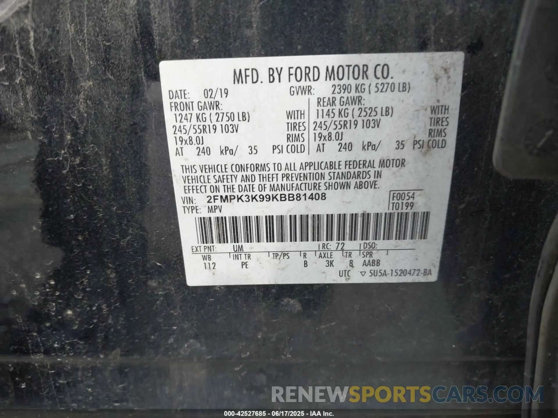 9 fotografías del automóvil dañado 2FMPK3K99KBB81408 FORD EDGE 2019