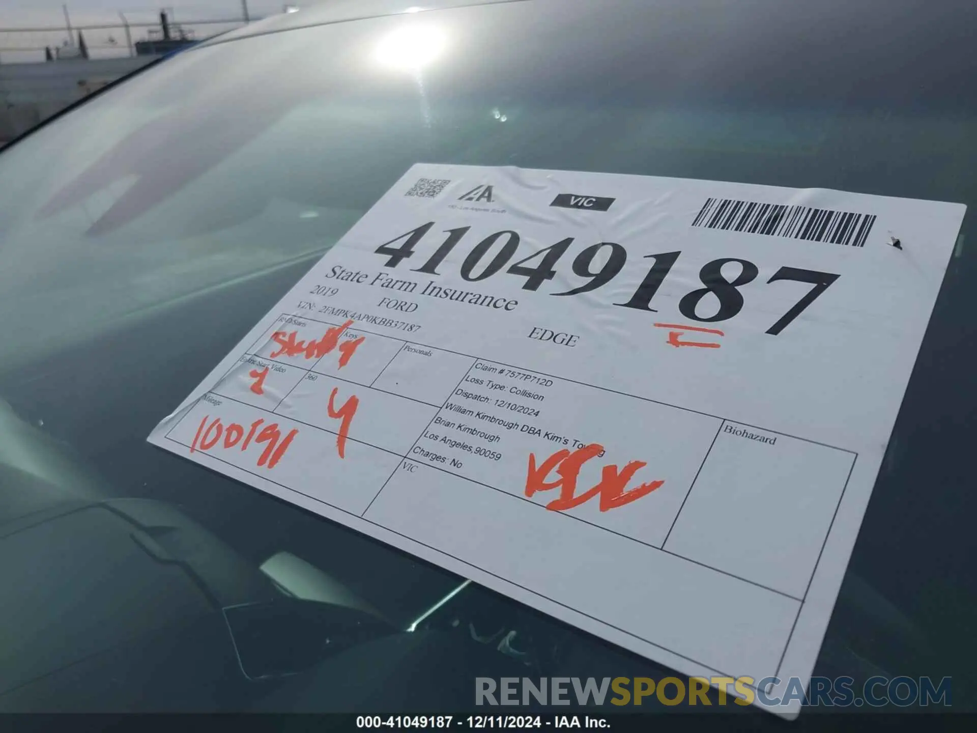 17 fotografías del automóvil dañado 2FMPK4AP0KBB37187 FORD EDGE 2019