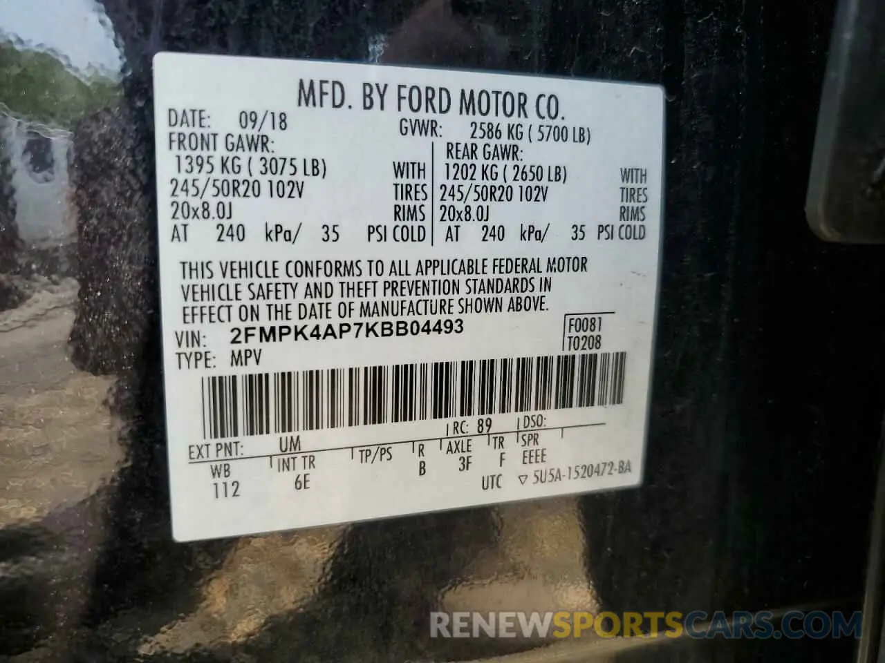 13 fotografías del automóvil dañado 2FMPK4AP7KBB04493 FORD EDGE 2019