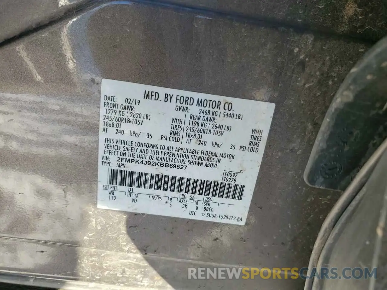 13 fotografías del automóvil dañado 2FMPK4J92KBB69527 FORD EDGE 2019