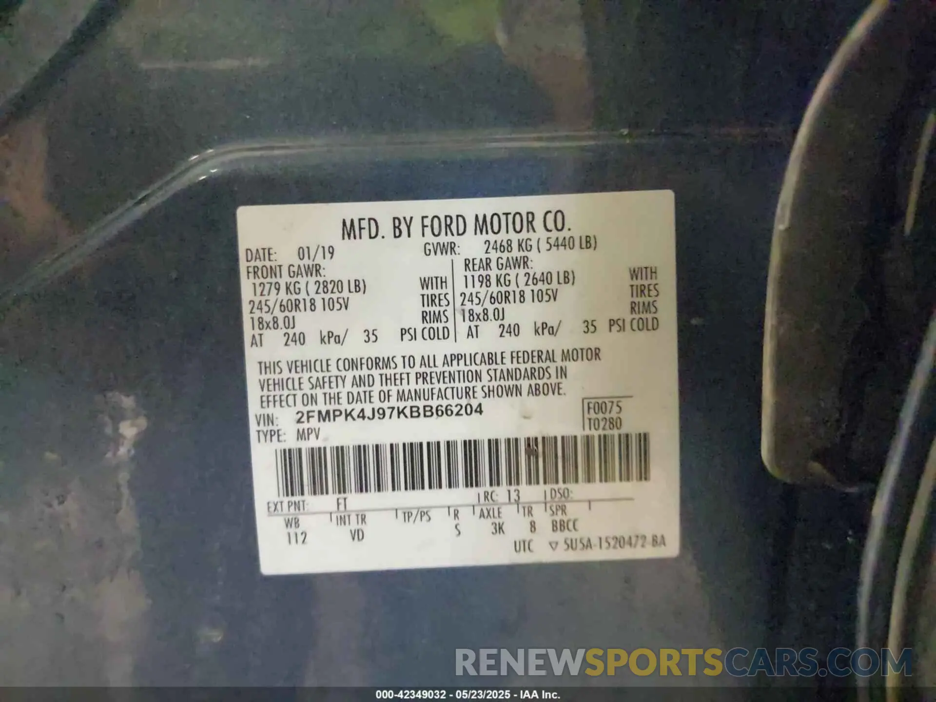 9 fotografías del automóvil dañado 2FMPK4J97KBB66204 FORD EDGE 2019