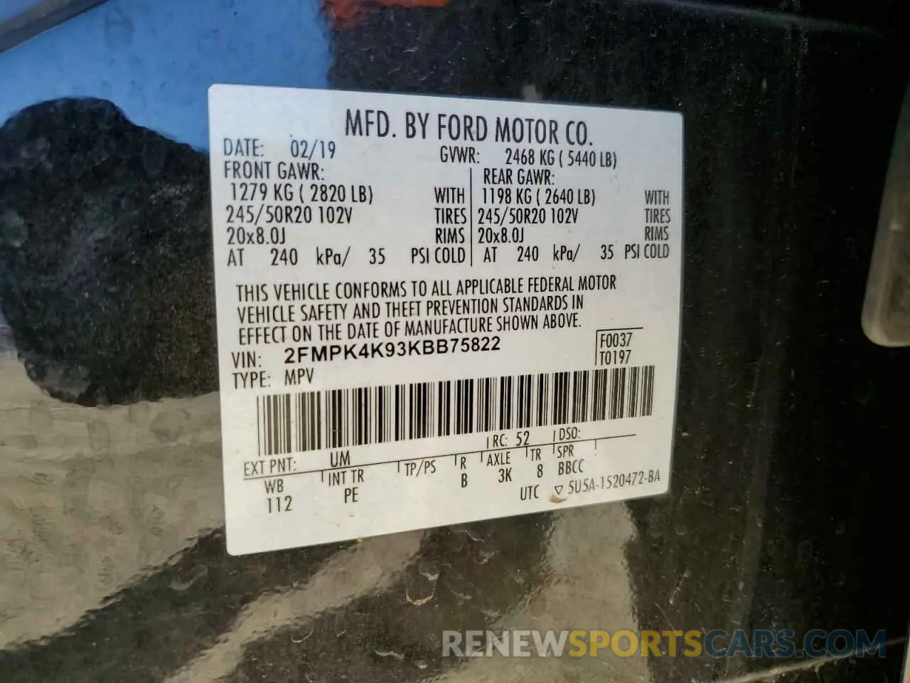 13 fotografías del automóvil dañado 2FMPK4K93KBB75822 FORD EDGE 2019