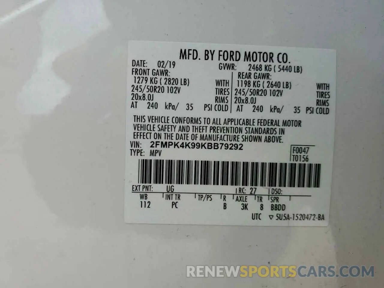 13 fotografías del automóvil dañado 2FMPK4K99KBB79292 FORD EDGE 2019