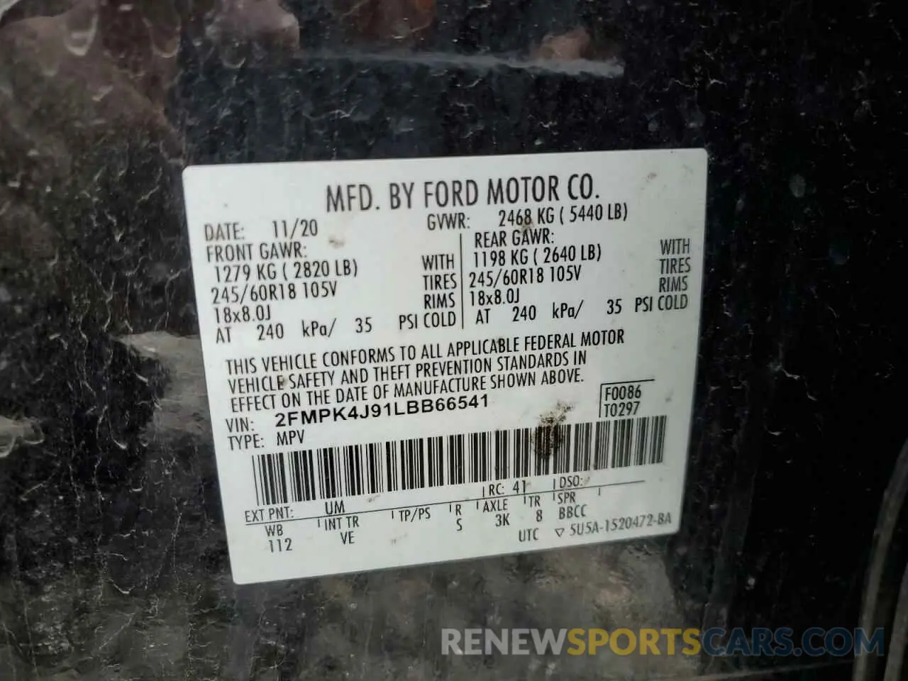 13 fotografías del automóvil dañado 2FMPK4J91LBB66541 FORD EDGE 2020
