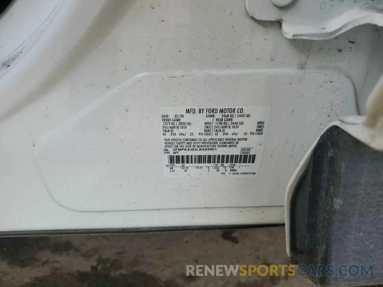 13 fotografías del automóvil dañado 2FMPK4J93LBA89901 FORD EDGE 2020