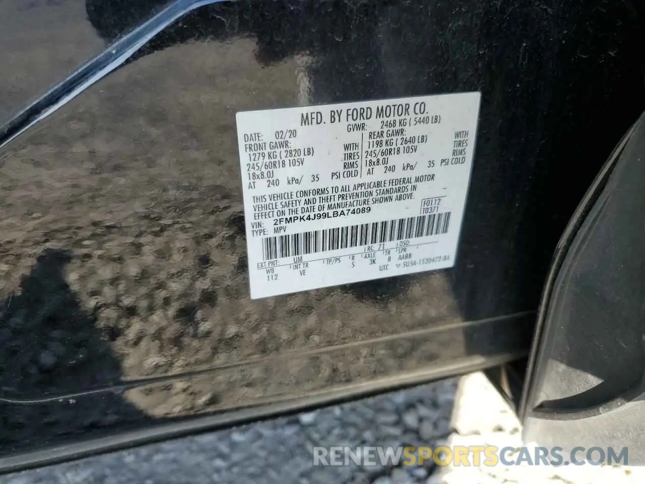 14 fotografías del automóvil dañado 2FMPK4J99LBA74089 FORD EDGE 2020