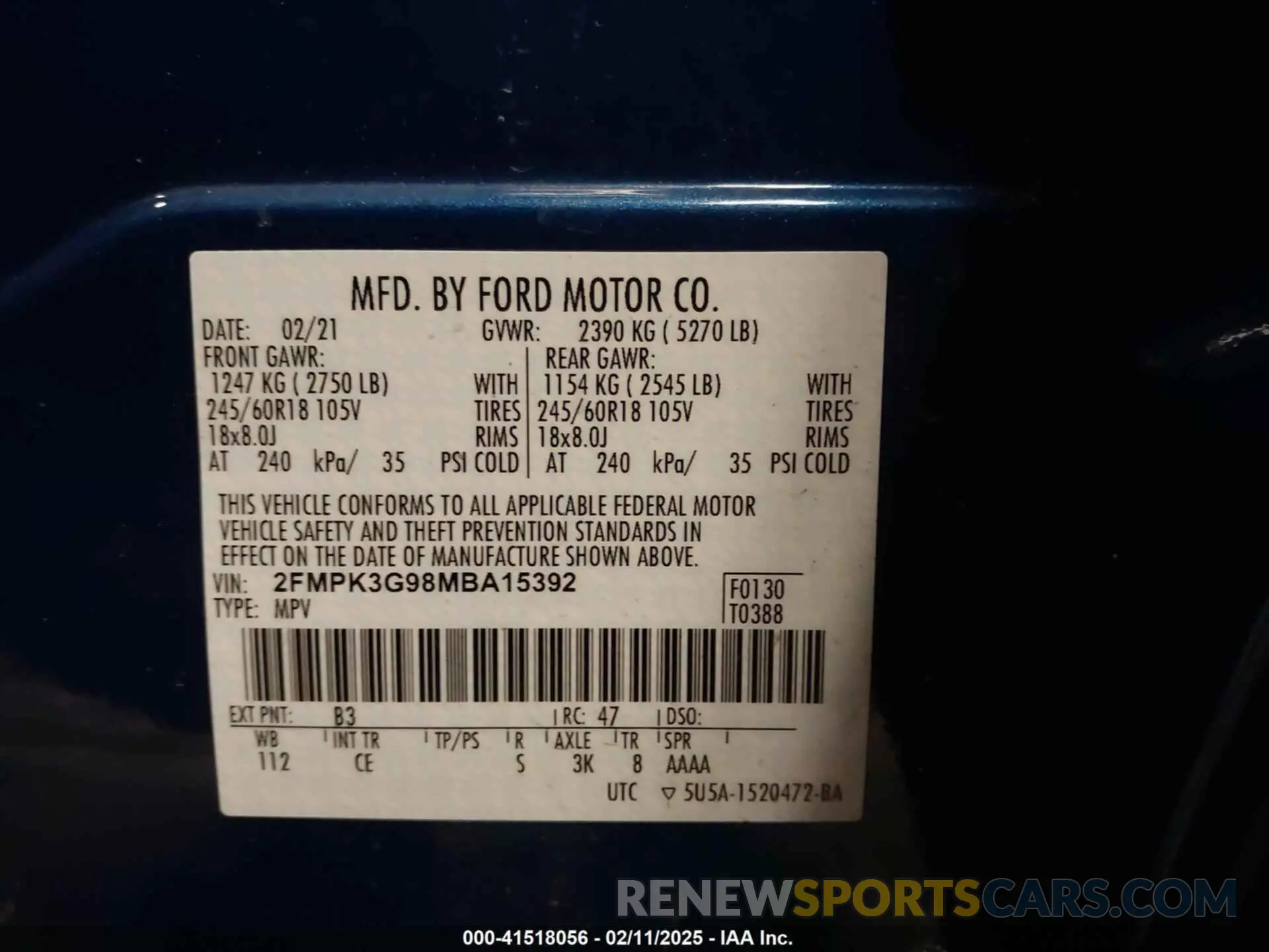 9 fotografías del automóvil dañado 2FMPK3G98MBA15392 FORD EDGE 2021