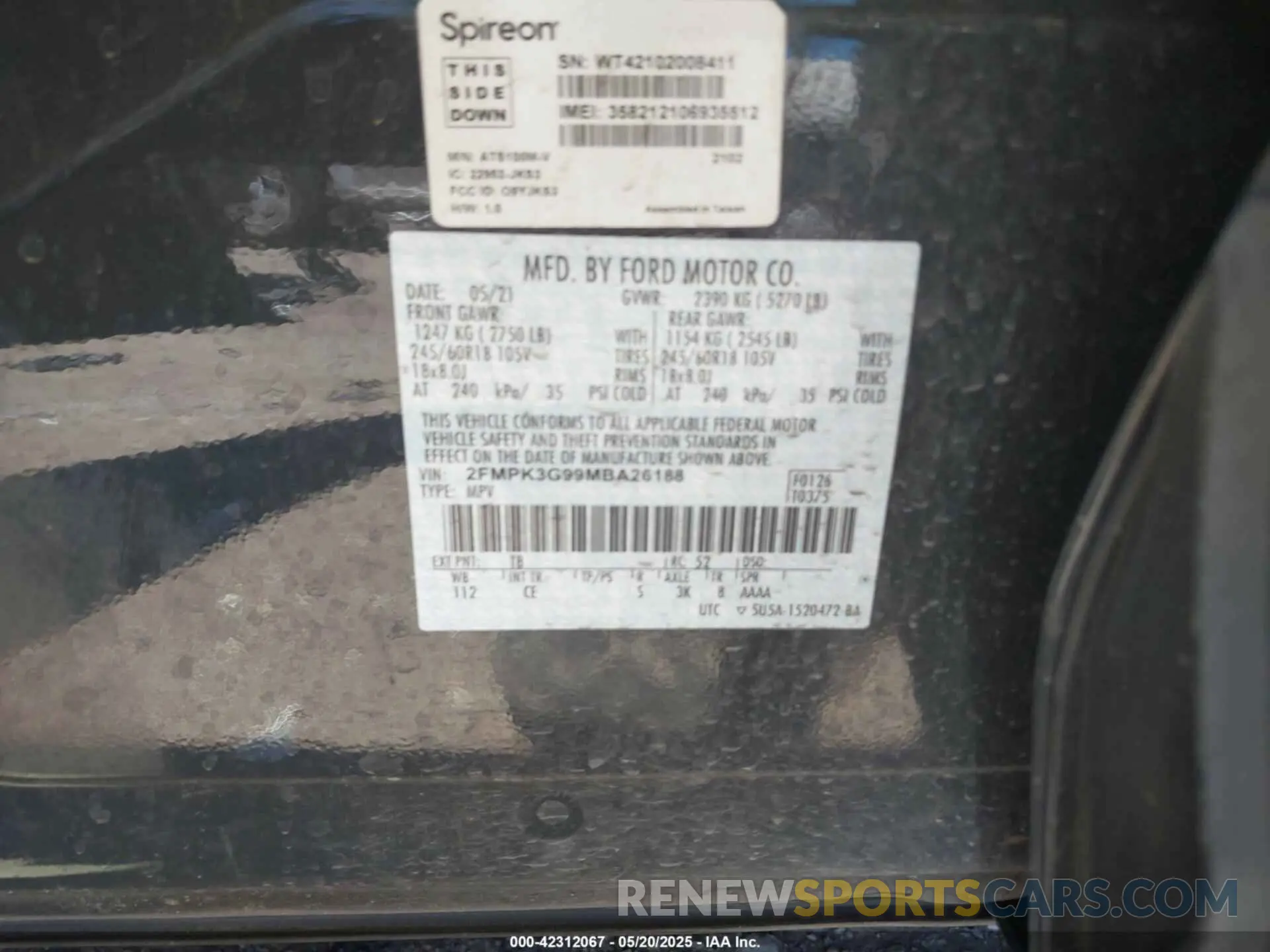 9 fotografías del automóvil dañado 2FMPK3G99MBA26188 FORD EDGE 2021
