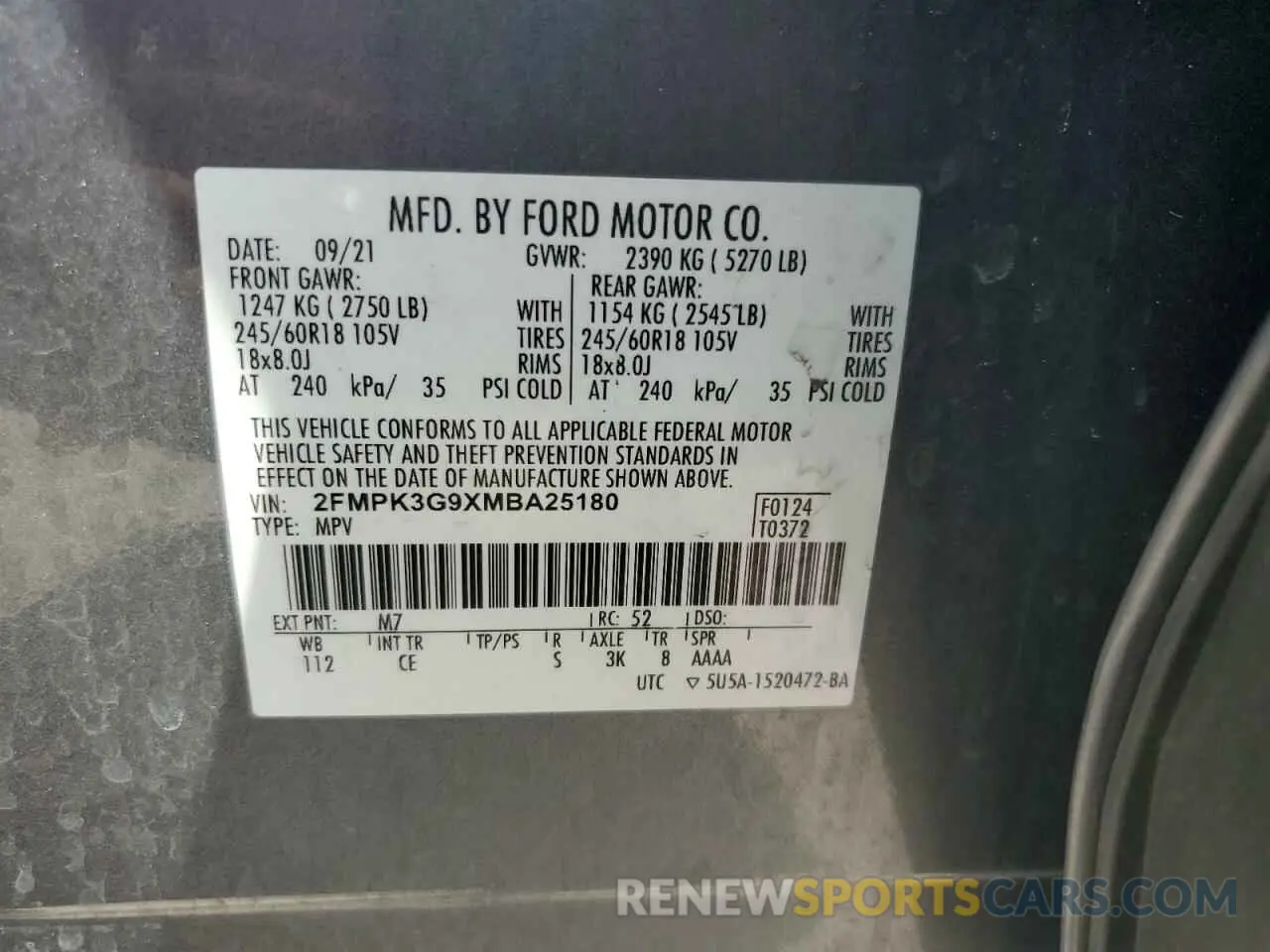13 fotografías del automóvil dañado 2FMPK3G9XMBA25180 FORD EDGE 2021
