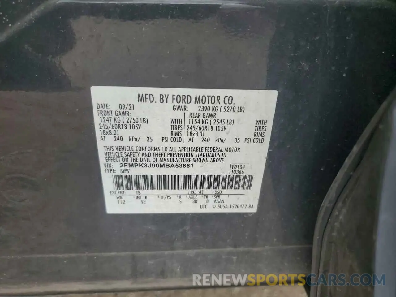 13 fotografías del automóvil dañado 2FMPK3J90MBA53661 FORD EDGE 2021