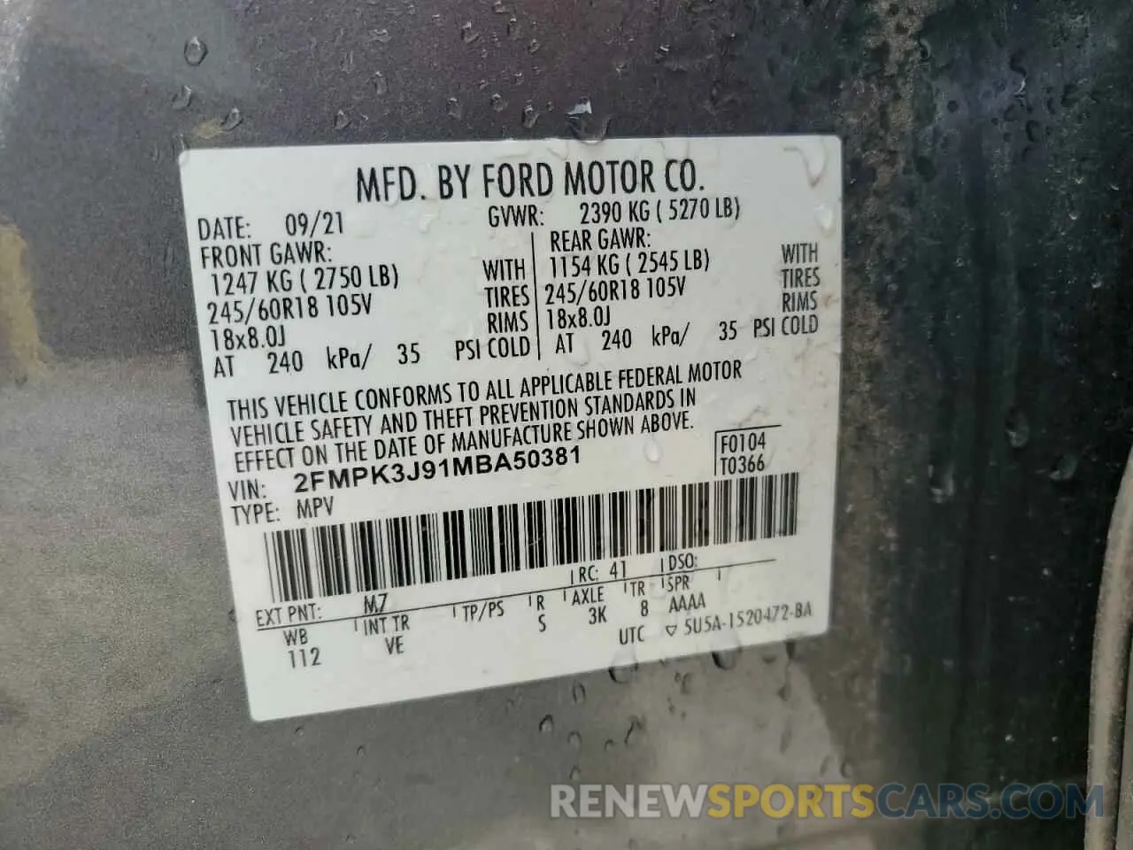 13 fotografías del automóvil dañado 2FMPK3J91MBA50381 FORD EDGE 2021