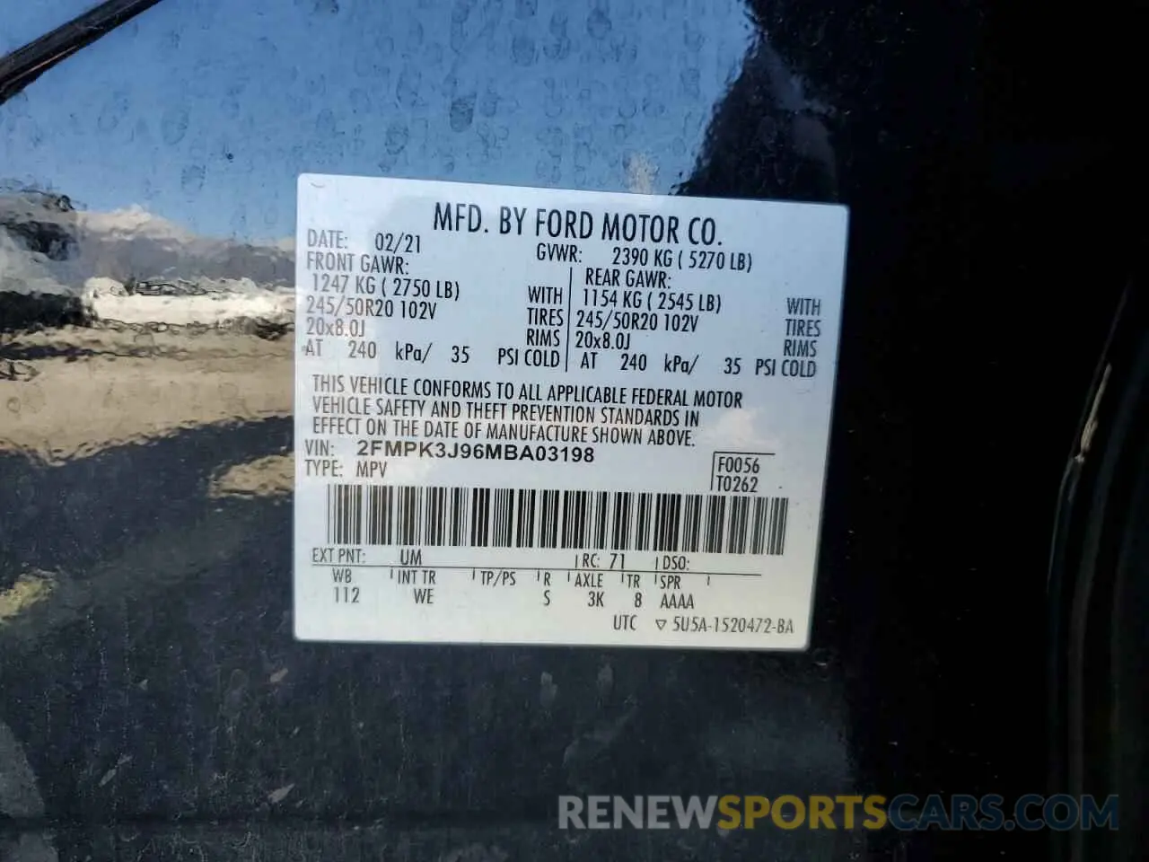 16 fotografías del automóvil dañado 2FMPK3J96MBA03198 FORD EDGE 2021