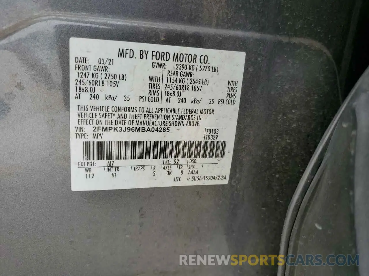 13 fotografías del automóvil dañado 2FMPK3J96MBA04285 FORD EDGE 2021
