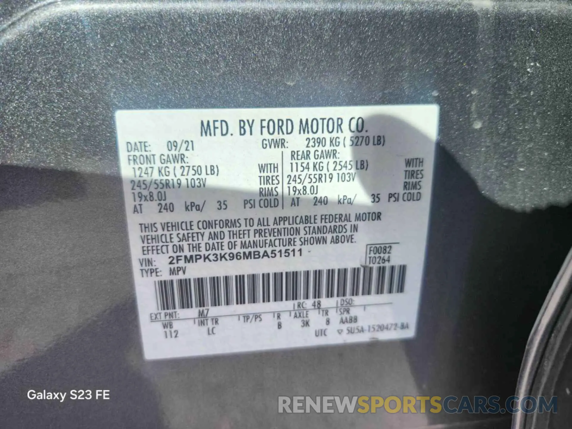 23 fotografías del automóvil dañado 2FMPK3K96MBA51511 FORD EDGE 2021