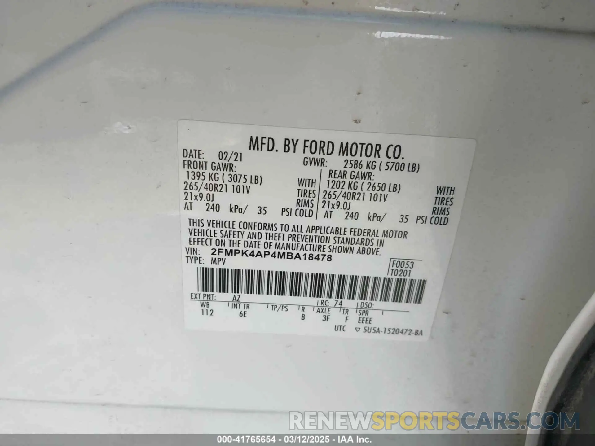 9 fotografías del automóvil dañado 2FMPK4AP4MBA18478 FORD EDGE 2021