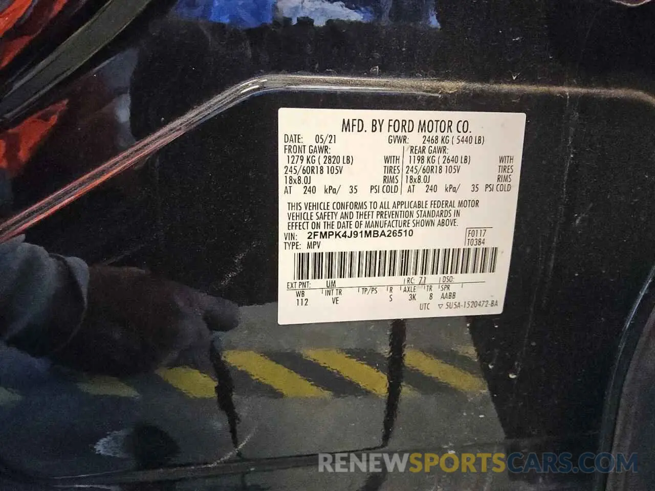 12 fotografías del automóvil dañado 2FMPK4J91MBA26510 FORD EDGE 2021