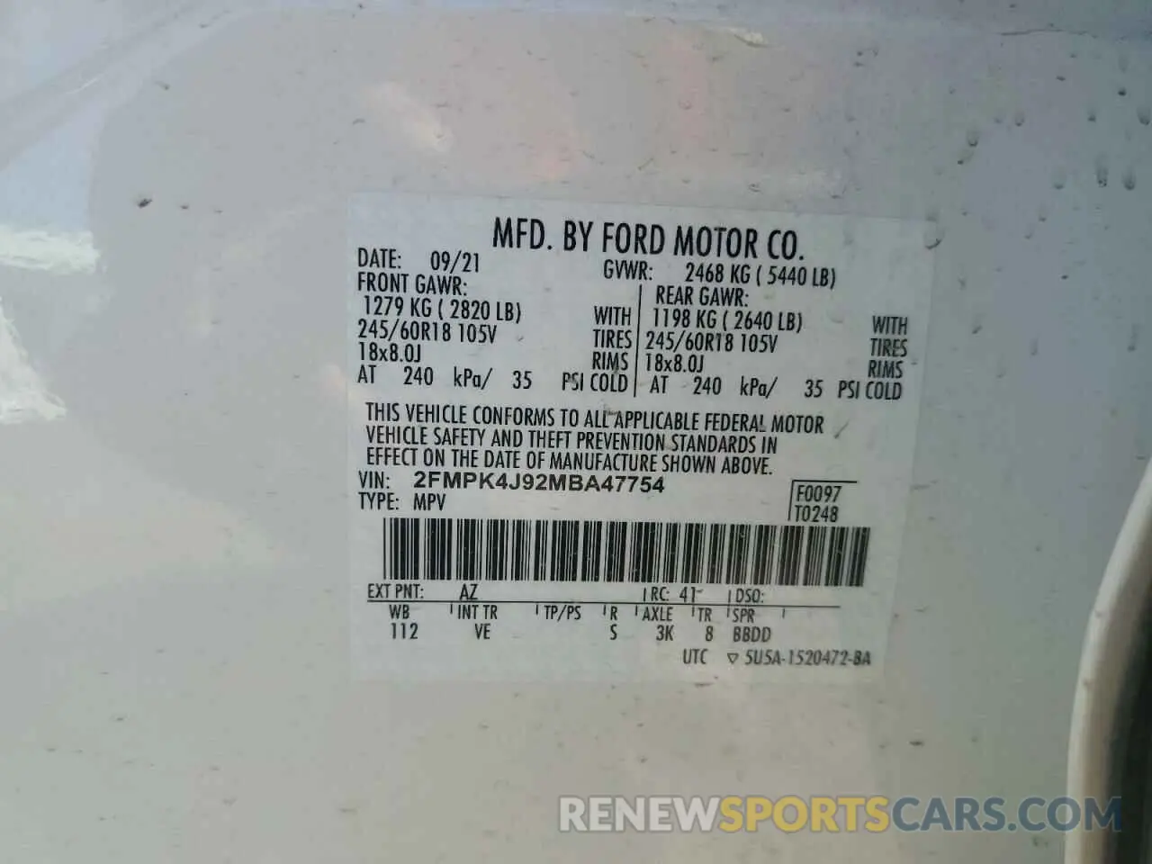 13 fotografías del automóvil dañado 2FMPK4J92MBA47754 FORD EDGE 2021