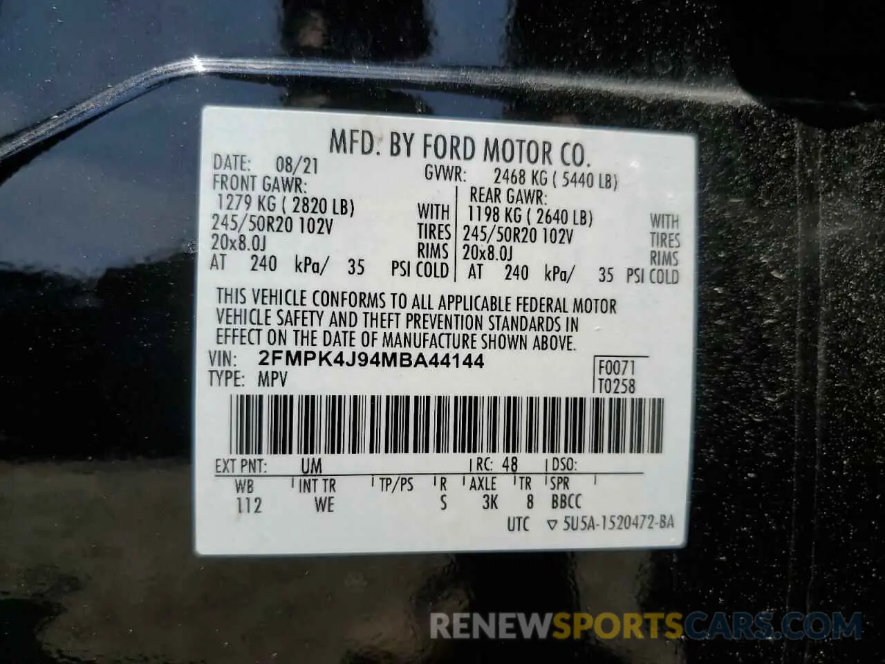 13 fotografías del automóvil dañado 2FMPK4J94MBA44144 FORD EDGE 2021