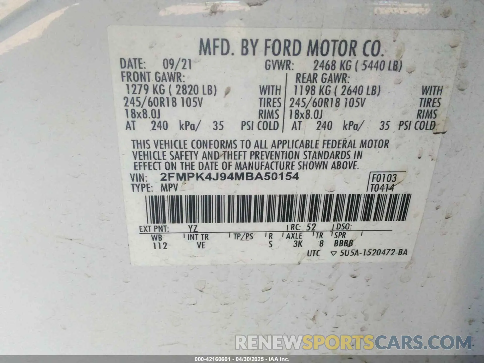 9 fotografías del automóvil dañado 2FMPK4J94MBA50154 FORD EDGE 2021