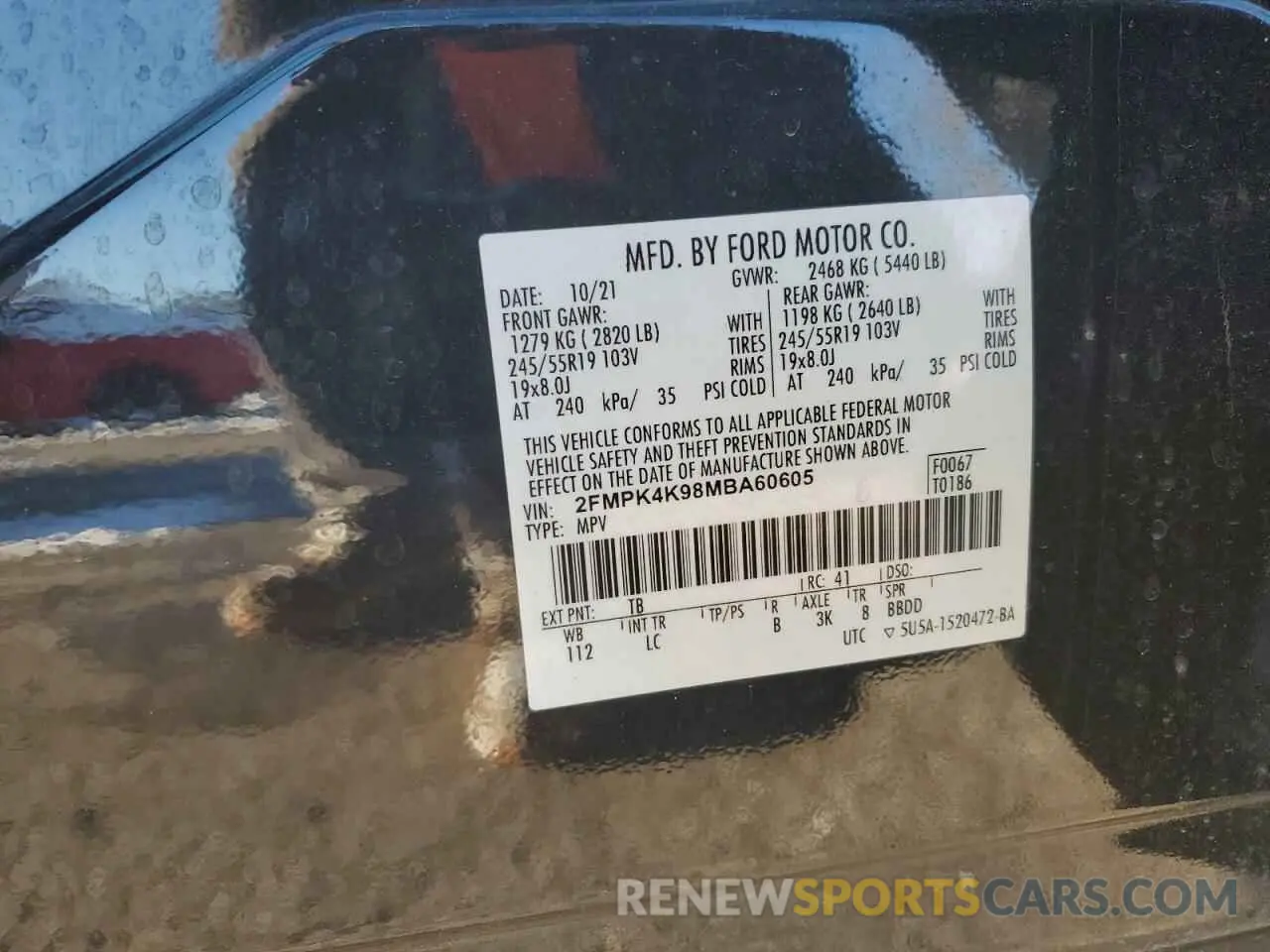 13 fotografías del automóvil dañado 2FMPK4K98MBA60605 FORD EDGE 2021