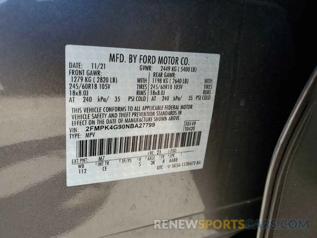 13 fotografías del automóvil dañado 2FMPK4G90NBA27799 FORD EDGE 2022