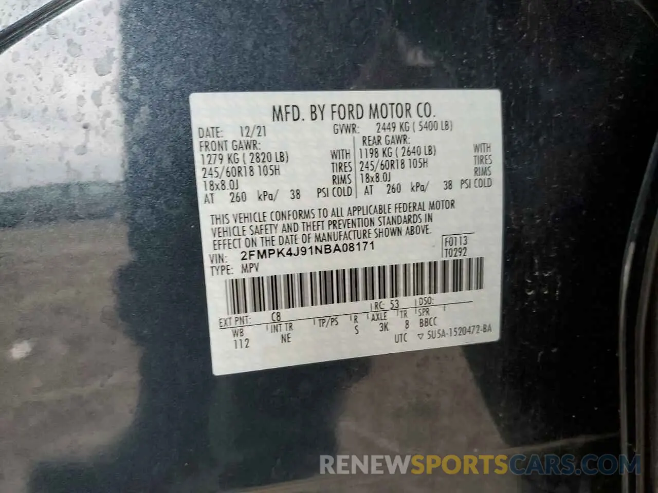 13 fotografías del automóvil dañado 2FMPK4J91NBA08171 FORD EDGE 2022