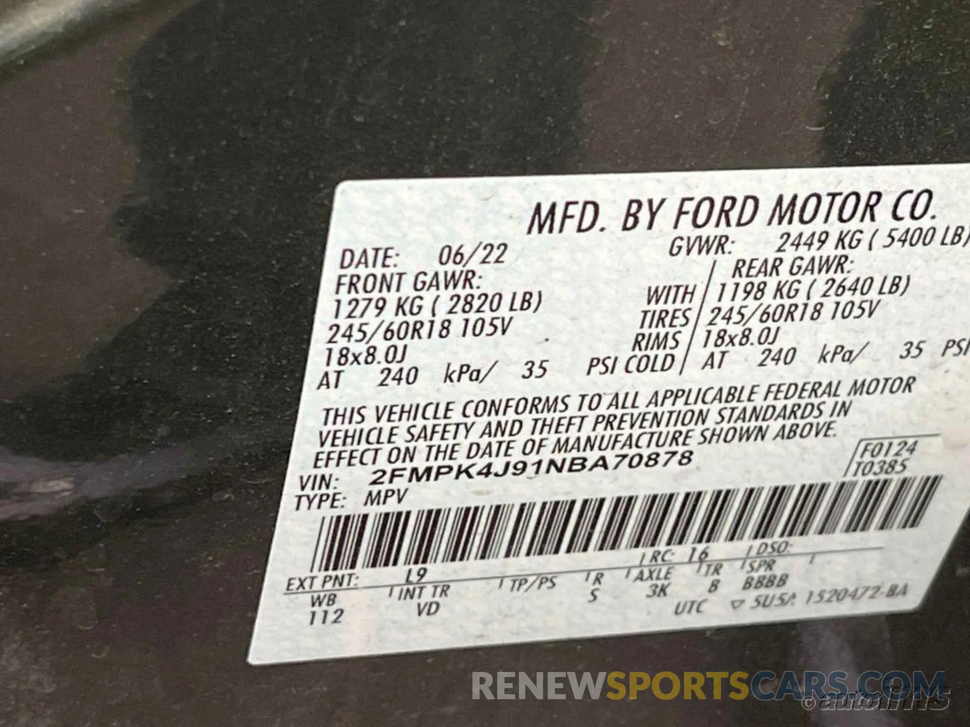 14 fotografías del automóvil dañado 2FMPK4J91NBA70878 FORD EDGE 2022