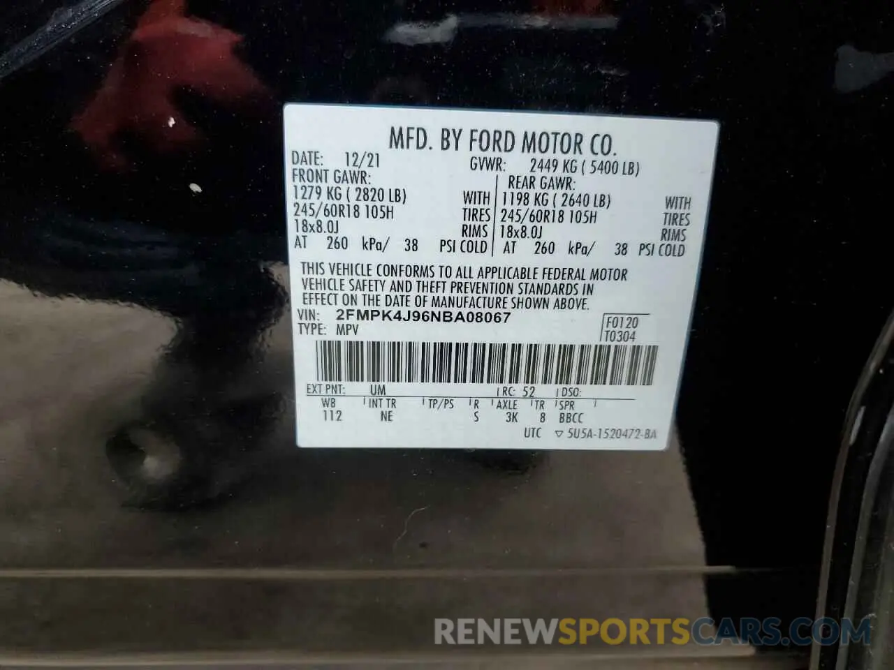 14 fotografías del automóvil dañado 2FMPK4J96NBA08067 FORD EDGE 2022