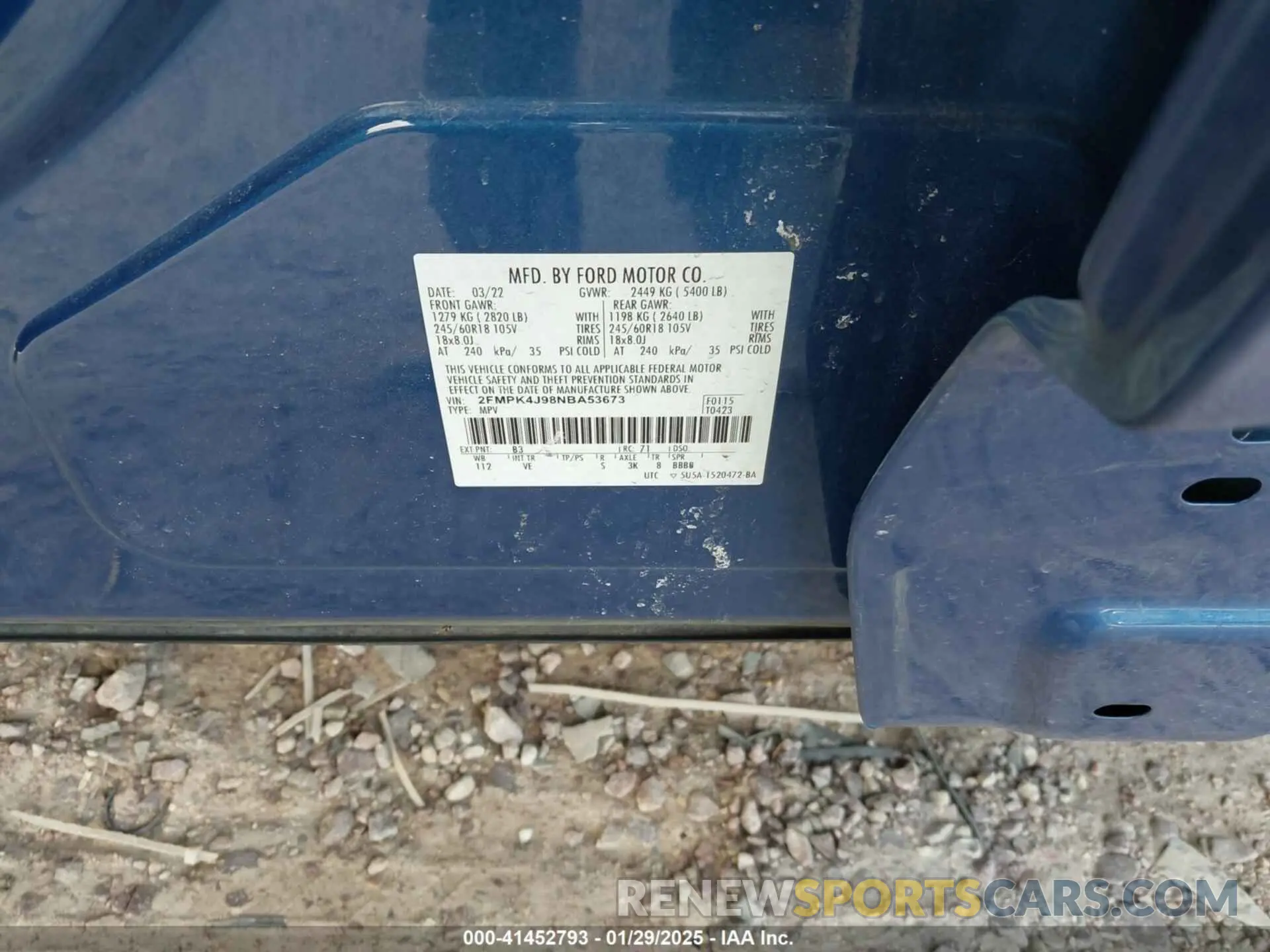 9 fotografías del automóvil dañado 2FMPK4J98NBA53673 FORD EDGE 2022