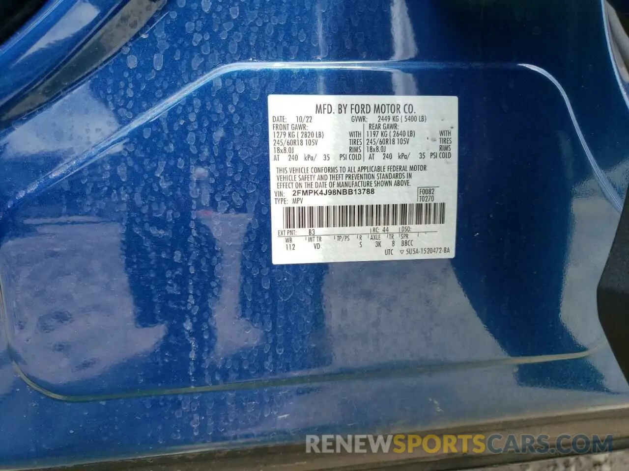 13 fotografías del automóvil dañado 2FMPK4J98NBB13788 FORD EDGE 2022