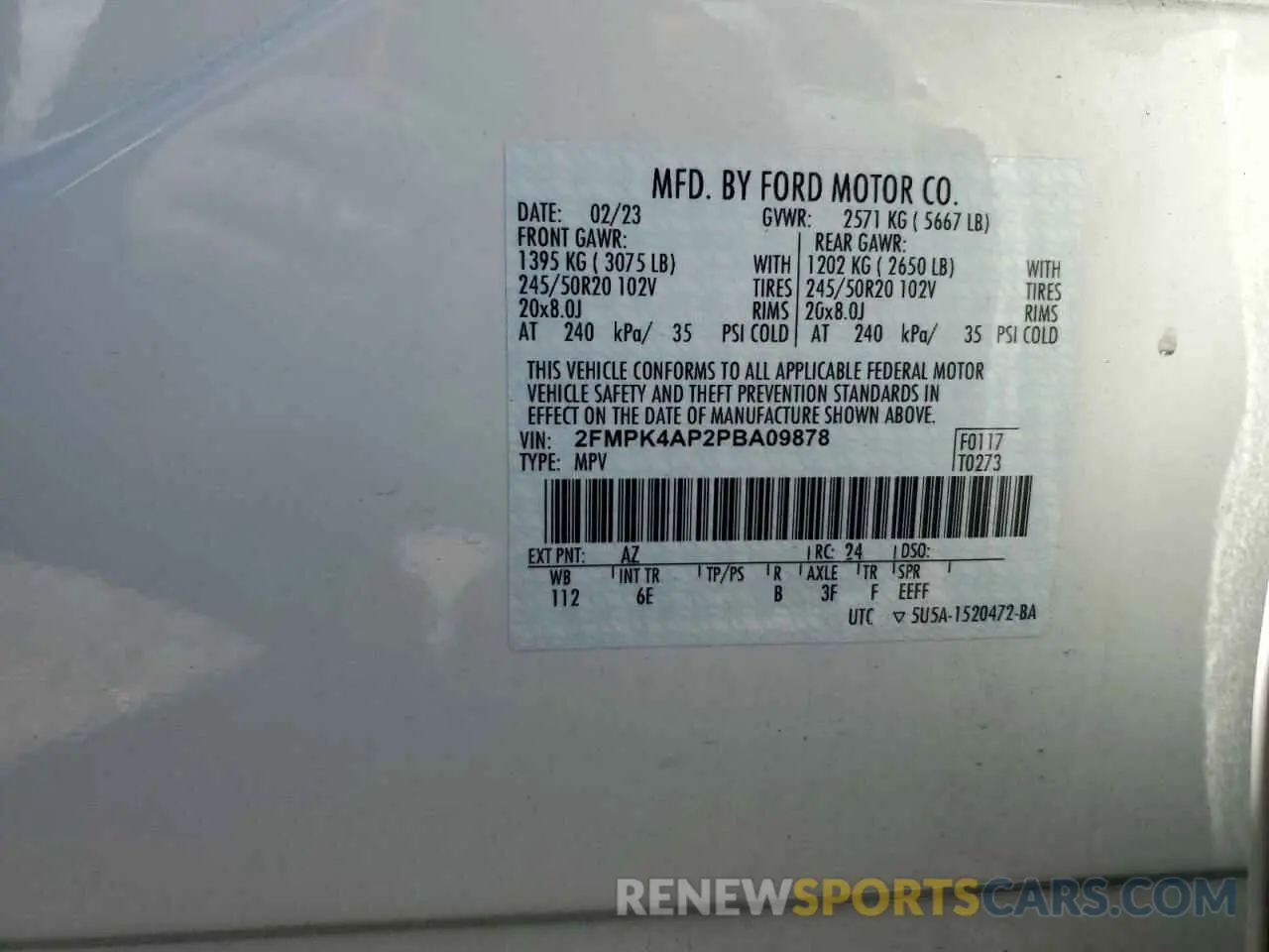 15 fotografías del automóvil dañado 2FMPK4AP2PBA09878 FORD EDGE 2023