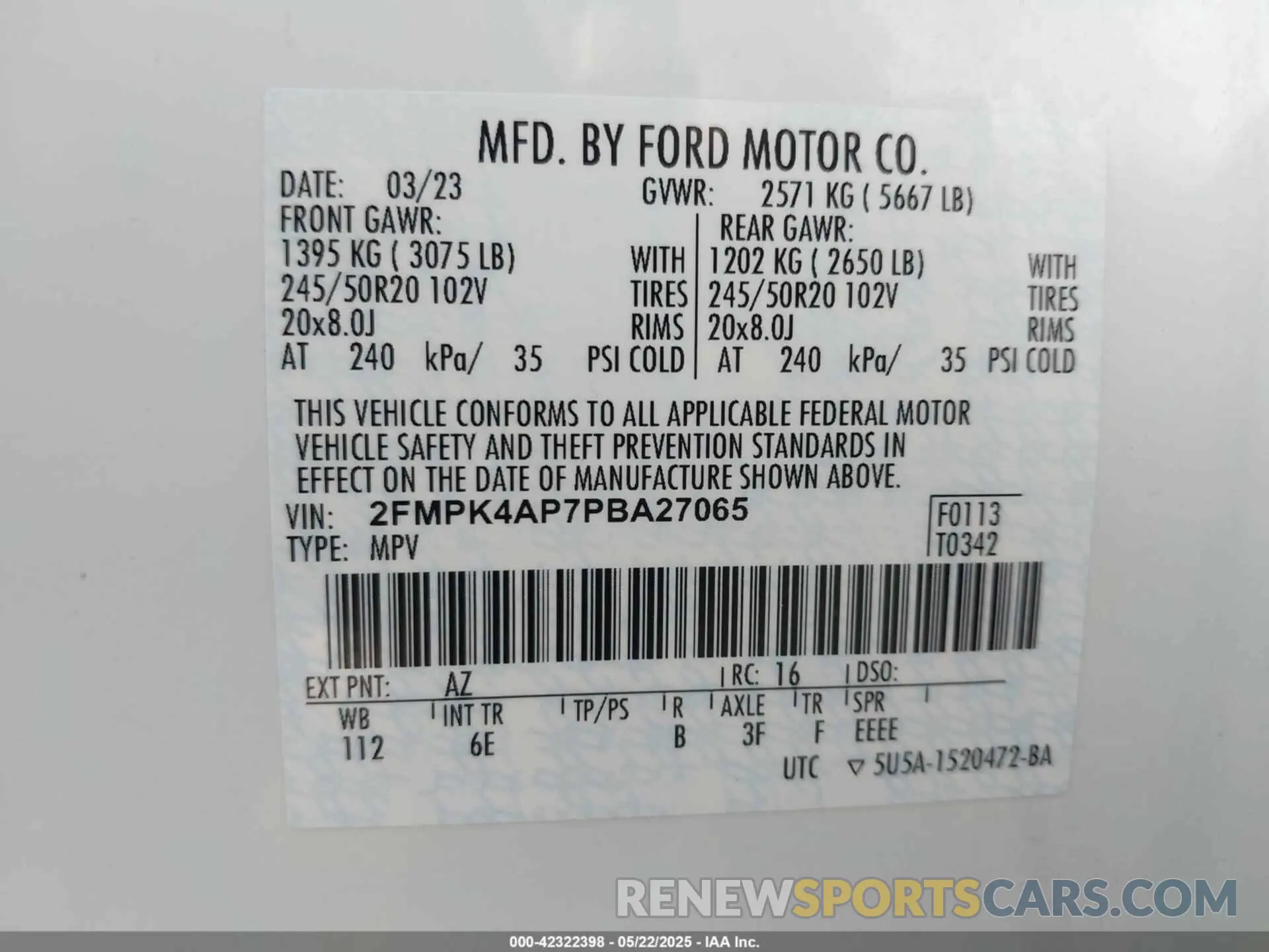 9 fotografías del automóvil dañado 2FMPK4AP7PBA27065 FORD EDGE 2023