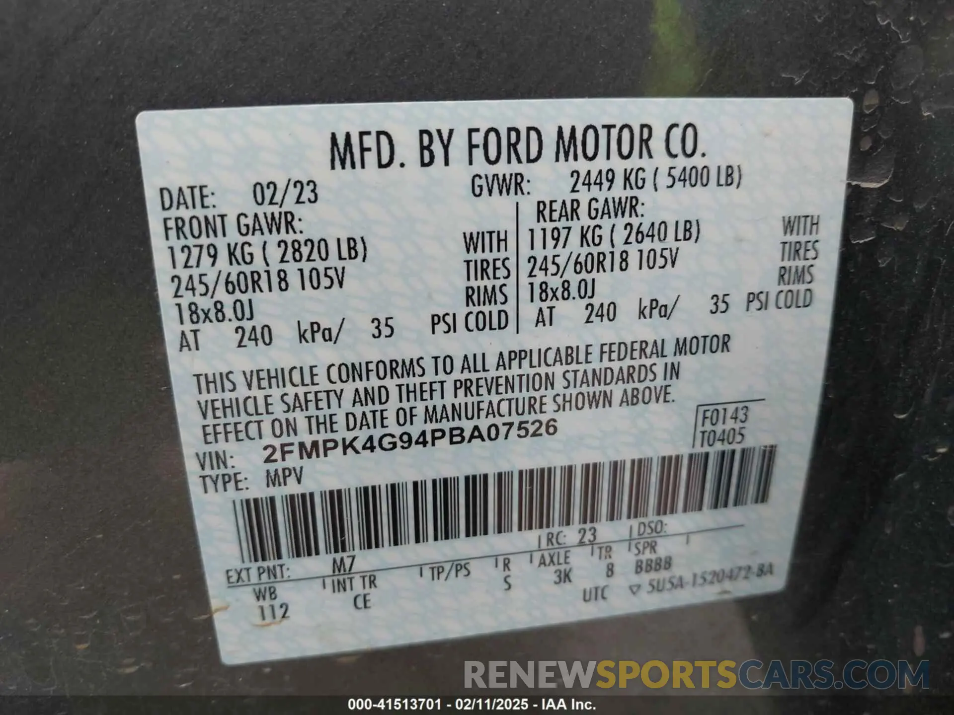 9 fotografías del automóvil dañado 2FMPK4G94PBA07526 FORD EDGE 2023
