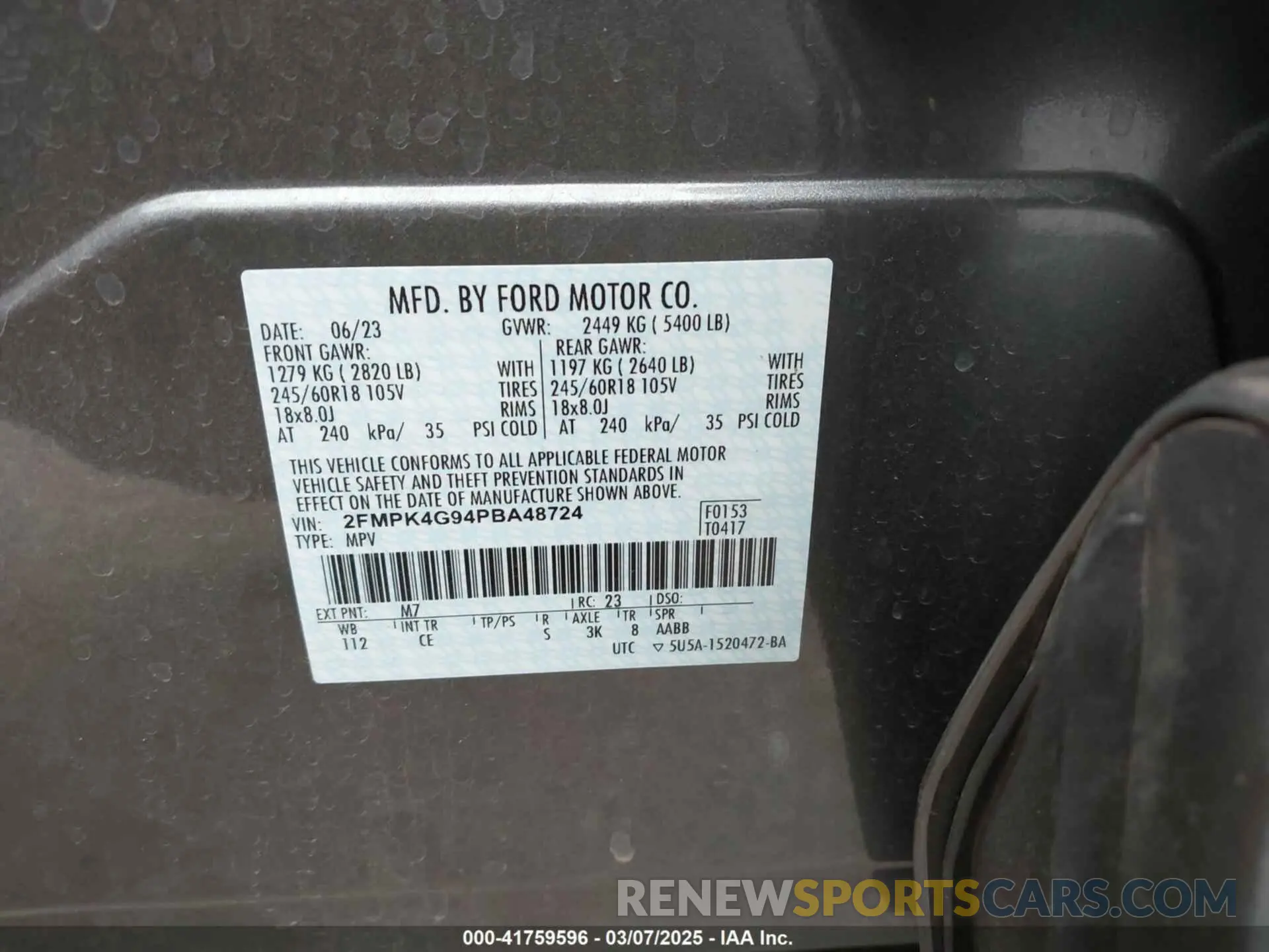 9 fotografías del automóvil dañado 2FMPK4G94PBA48724 FORD EDGE 2023
