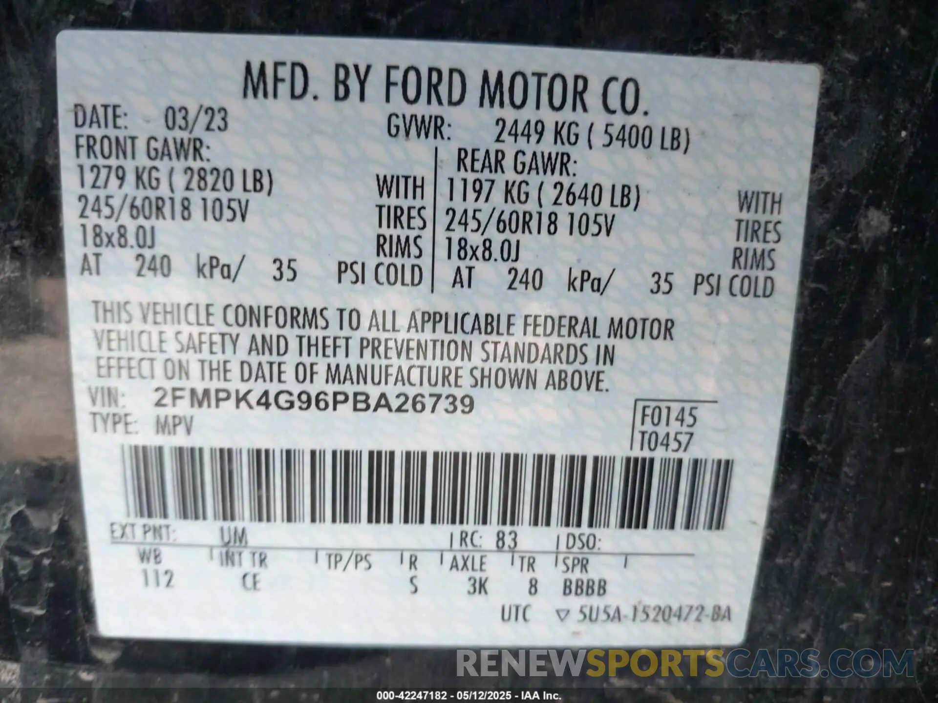 9 fotografías del automóvil dañado 2FMPK4G96PBA26739 FORD EDGE 2023