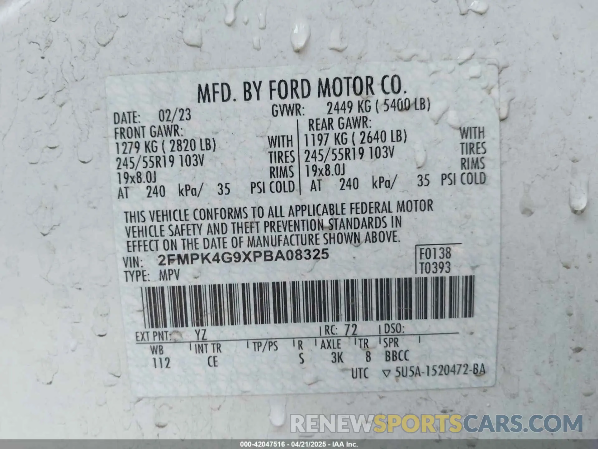 9 fotografías del automóvil dañado 2FMPK4G9XPBA08325 FORD EDGE 2023