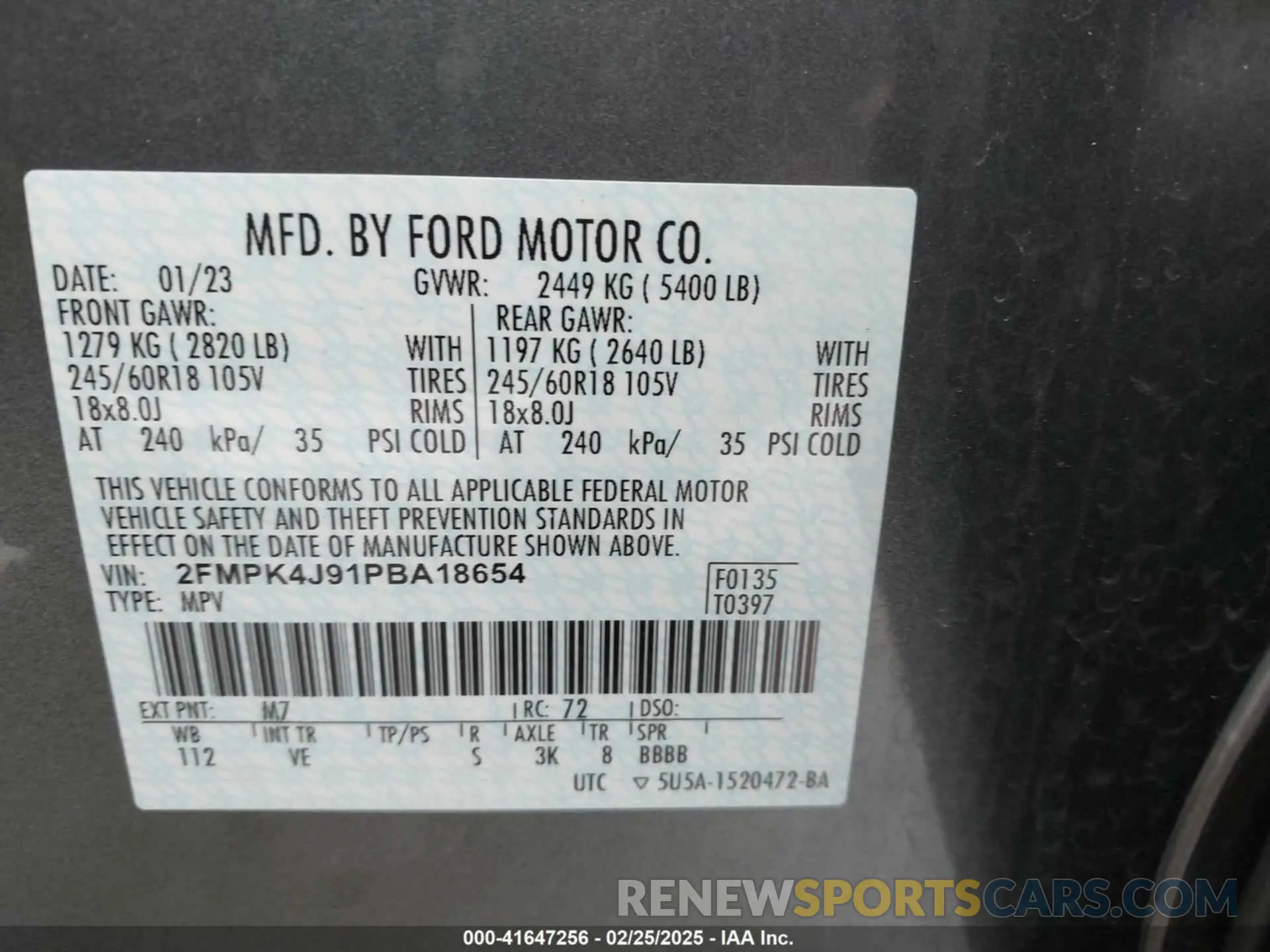 9 fotografías del automóvil dañado 2FMPK4J91PBA18654 FORD EDGE 2023