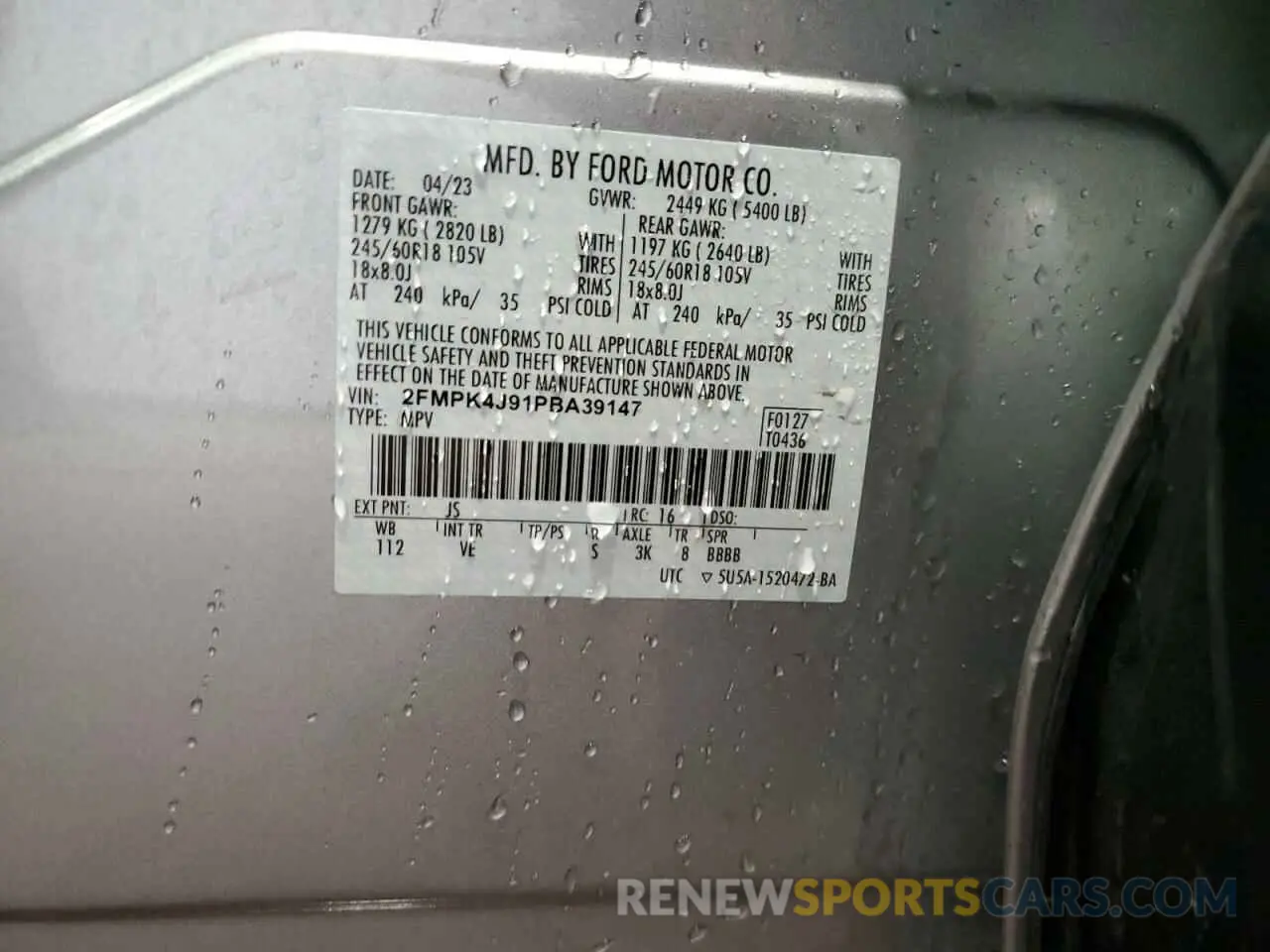 13 fotografías del automóvil dañado 2FMPK4J91PBA39147 FORD EDGE 2023