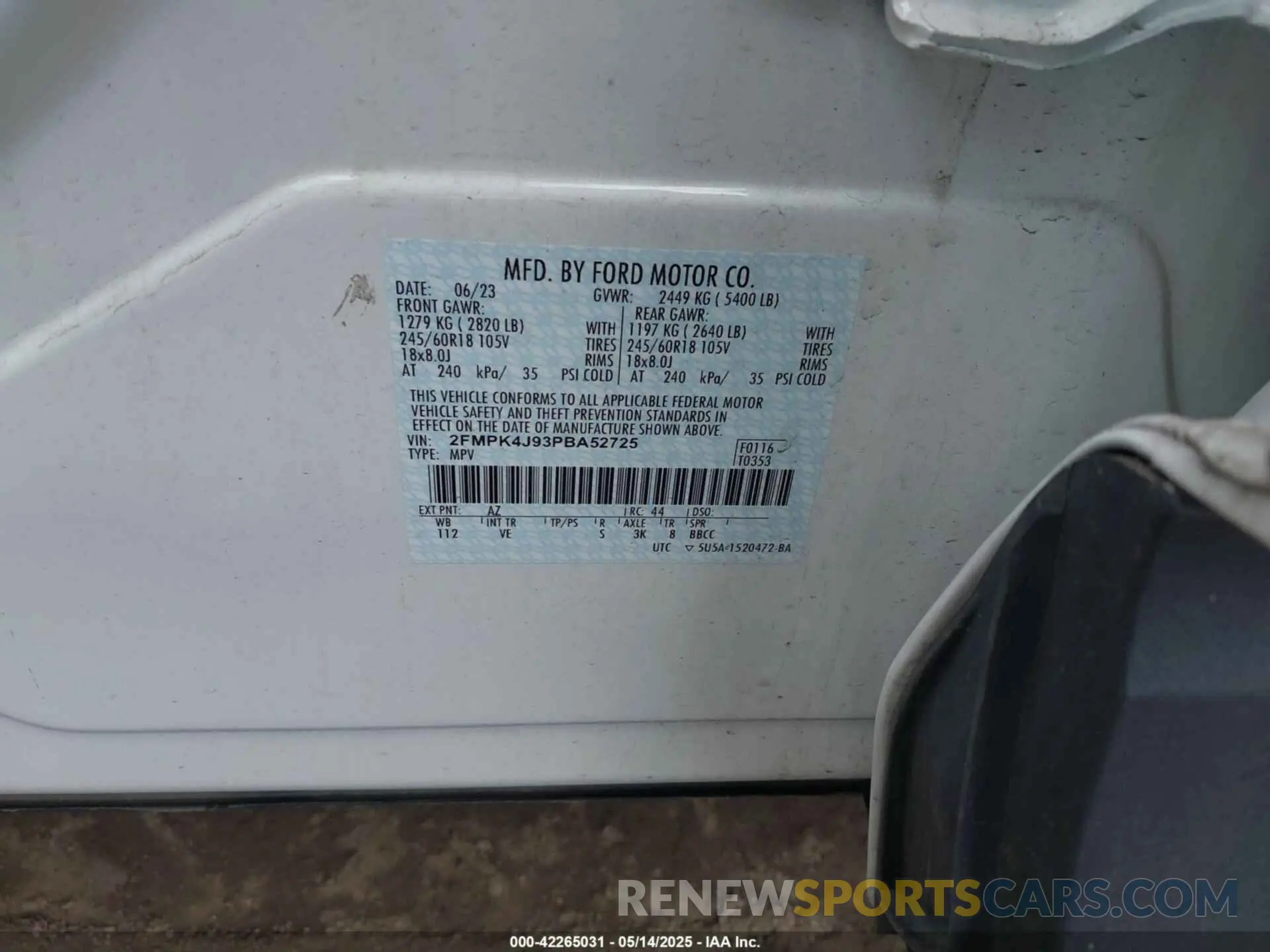 9 fotografías del automóvil dañado 2FMPK4J93PBA52725 FORD EDGE 2023