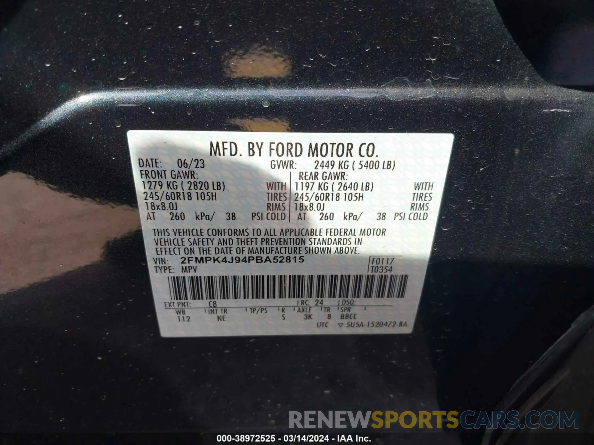 9 fotografías del automóvil dañado 2FMPK4J94PBA52815 FORD EDGE 2023