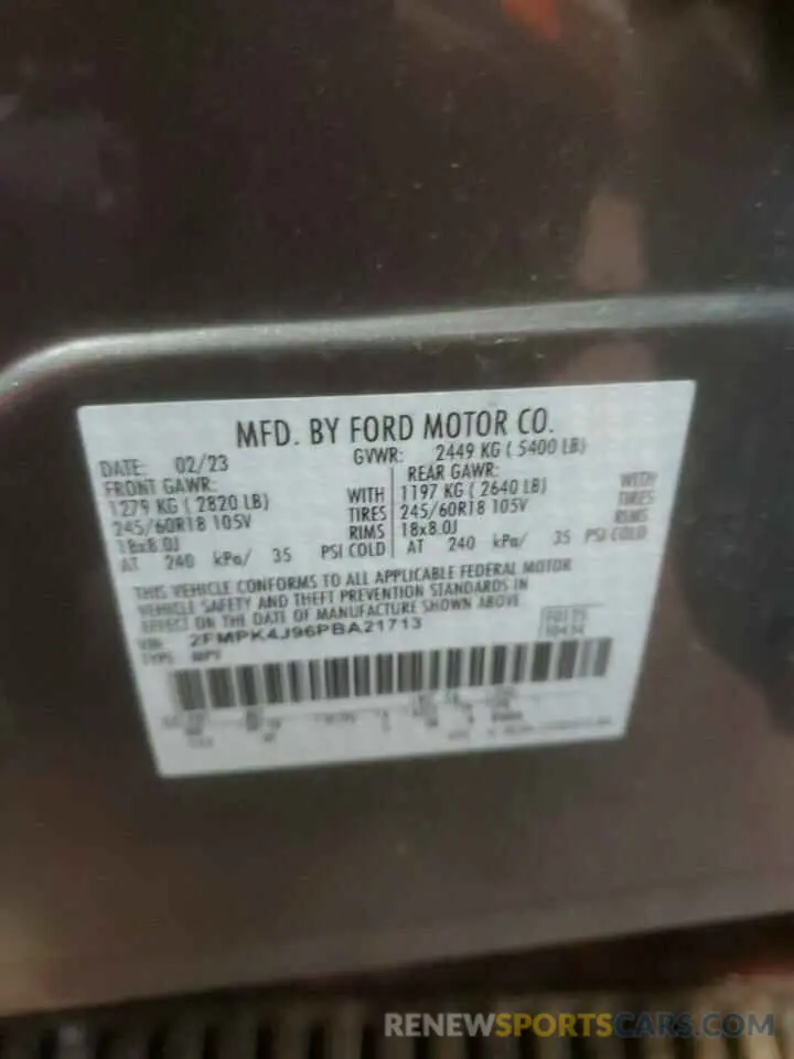 14 fotografías del automóvil dañado 2FMPK4J96PBA21713 FORD EDGE 2023